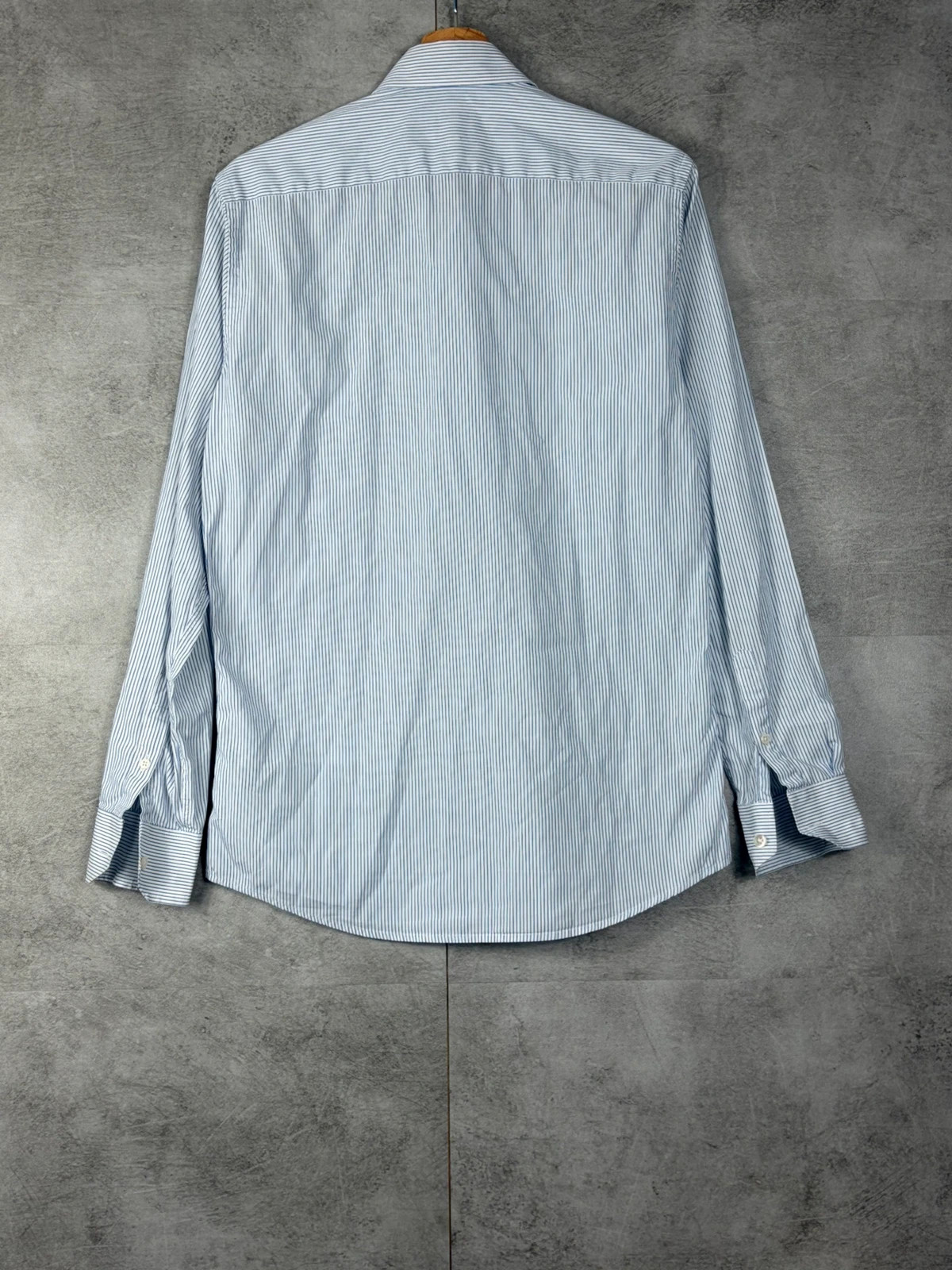 Hast hommes chemise taille 38 15 coton rayures bleu blanc business formelle – Hast – taille S 2