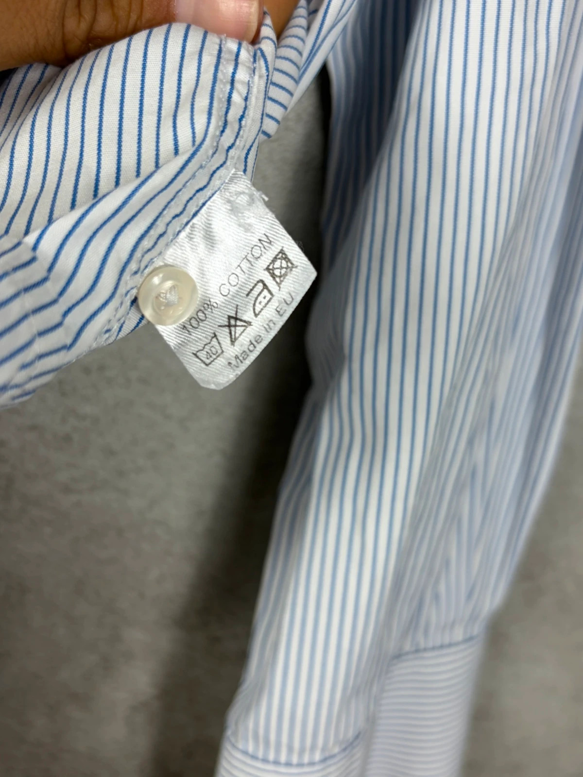 Hast hommes chemise taille 38 15 coton rayures bleu blanc business formelle – Hast – taille S 5