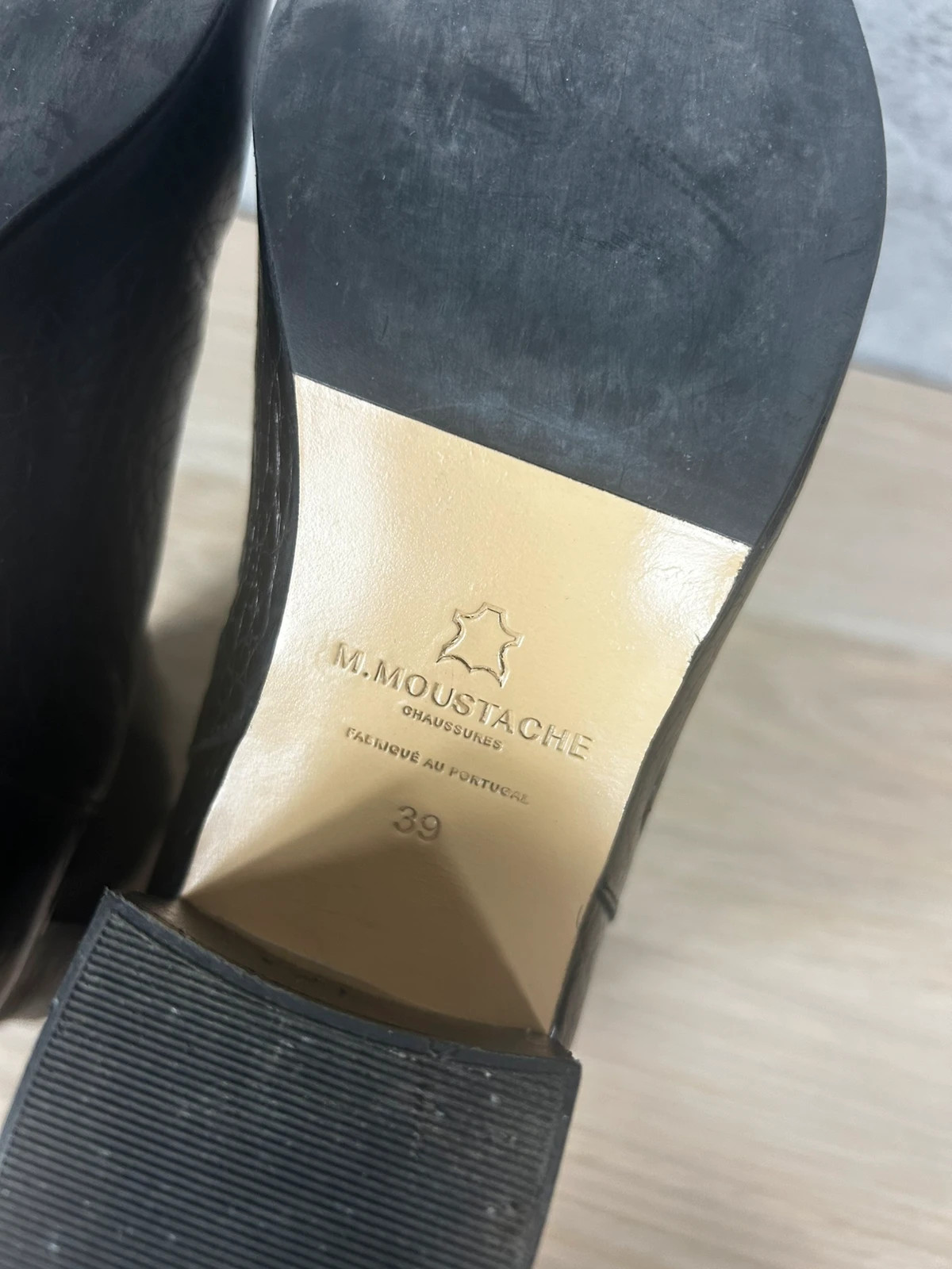 Bottines femmes chelsea cuir embossé croco T39 noir talon bloc élégantes – M. Moustache – taille 39 4