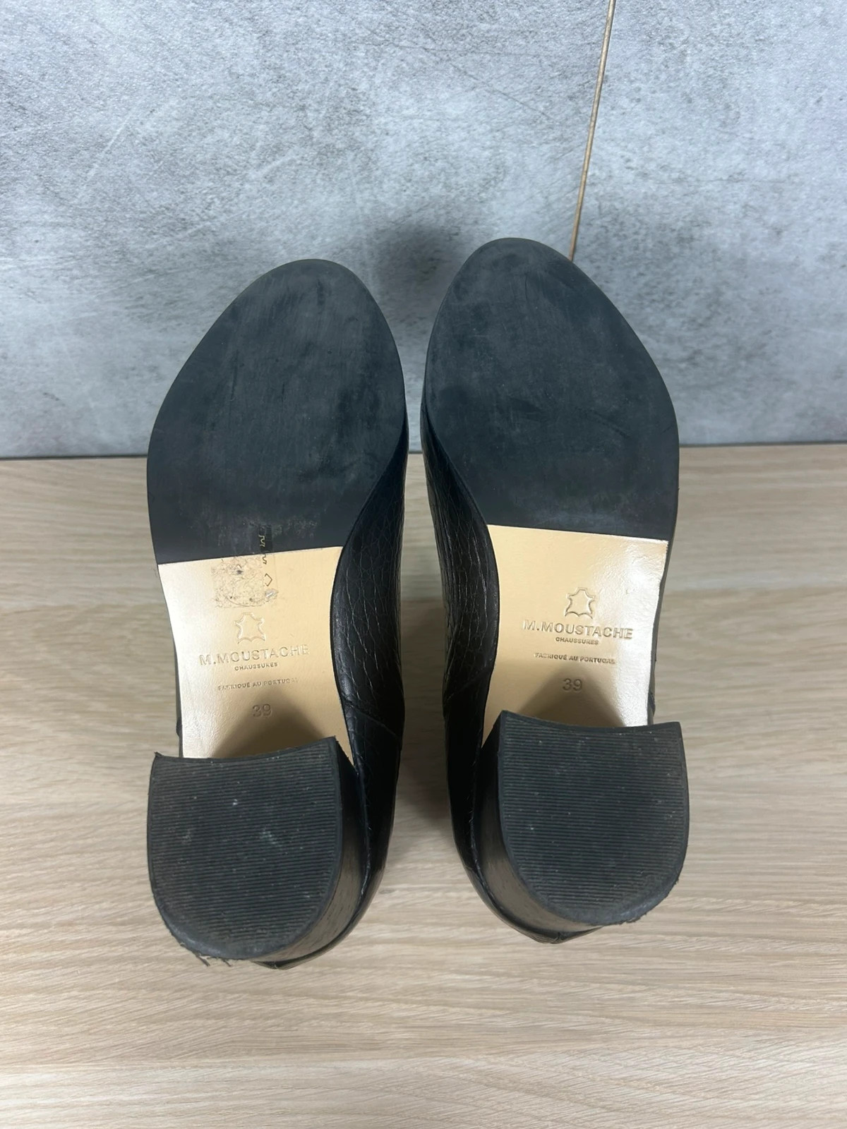 Bottines femmes chelsea cuir embossé croco T39 noir talon bloc élégantes – M. Moustache – taille 39 5