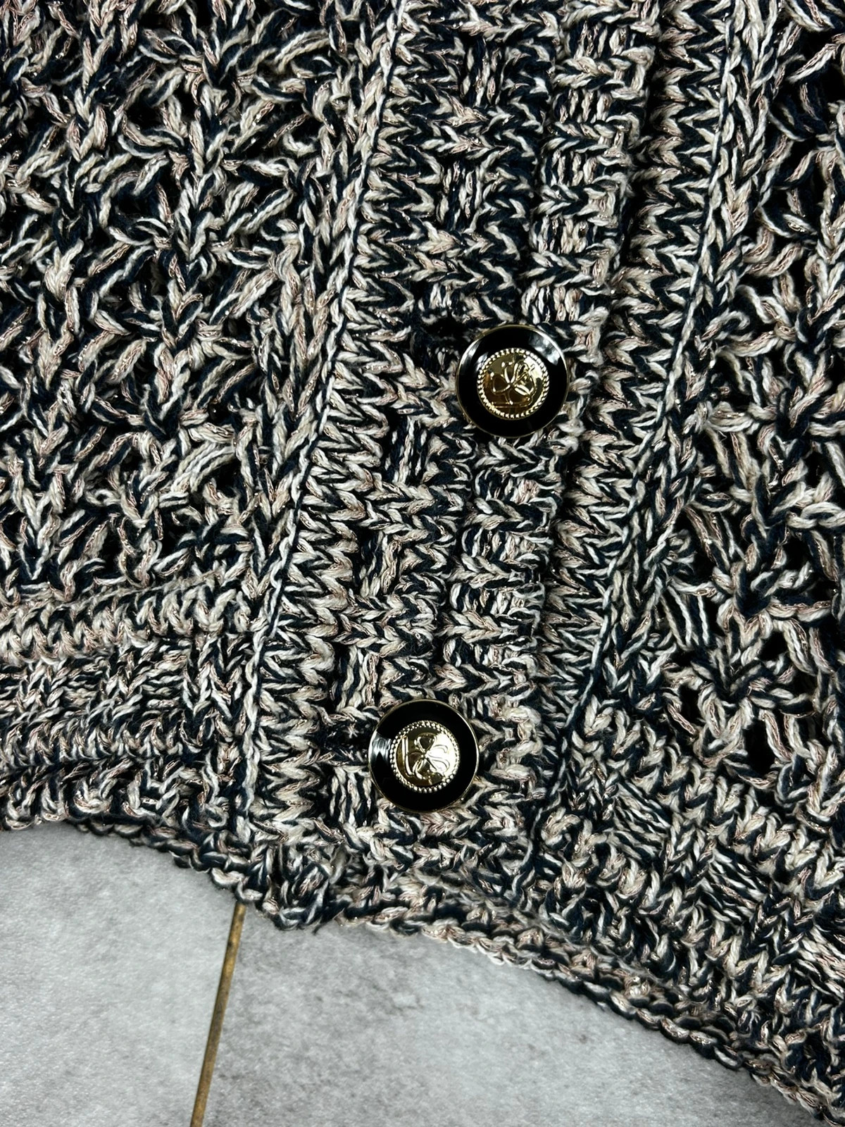 ba&sh femmes cardigan maille ajourée oversize taille 1 noir beige lurex bohème luxe chunky knit – Ba&sh – taille S / 36 / 8 3