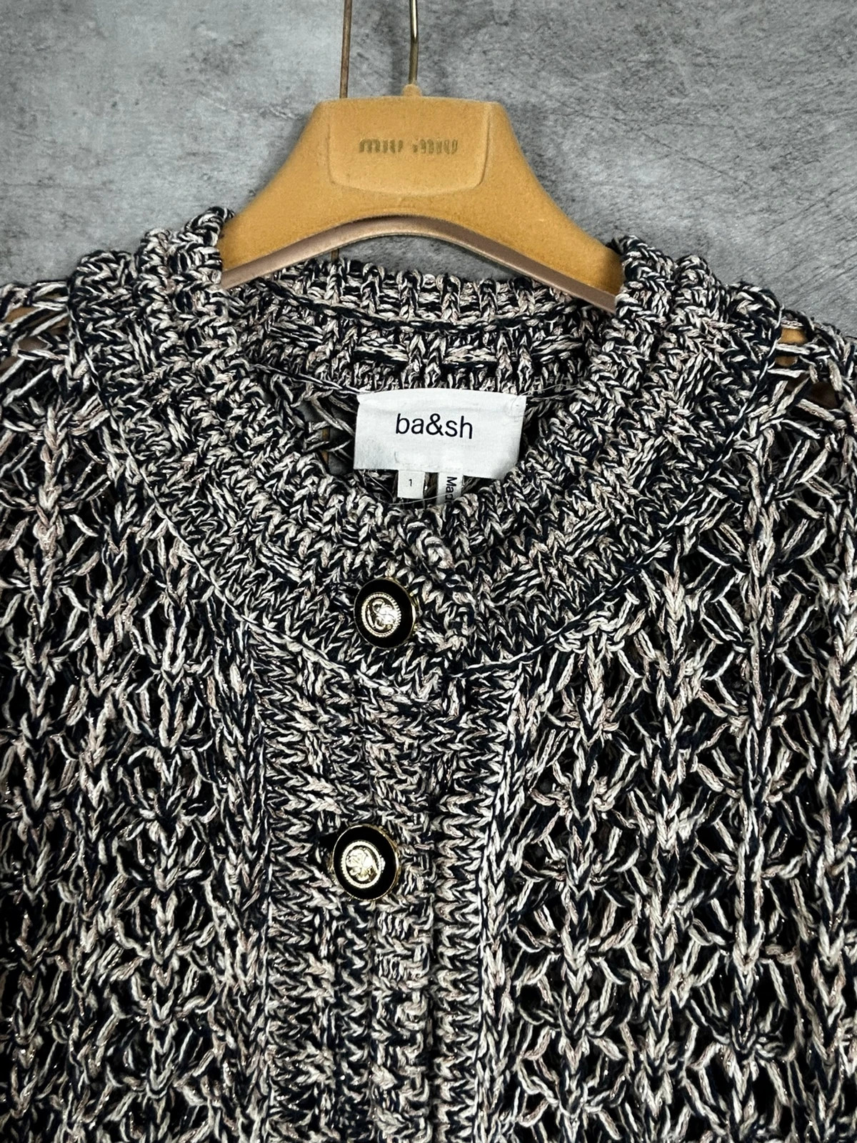ba&sh femmes cardigan maille ajourée oversize taille 1 noir beige lurex bohème luxe chunky knit – Ba&sh – taille S / 36 / 8 5