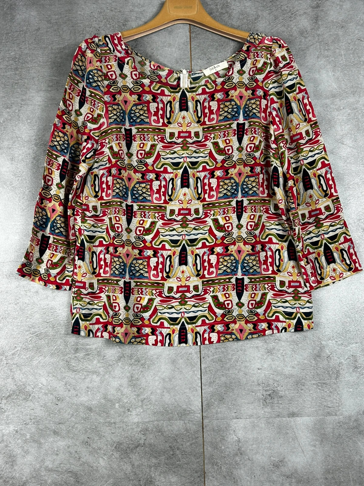 Ba&sh Femmes Blaise Taille 1 Blouse Soie 100% Imprimé Ethnique Bohème Chic Multicolore