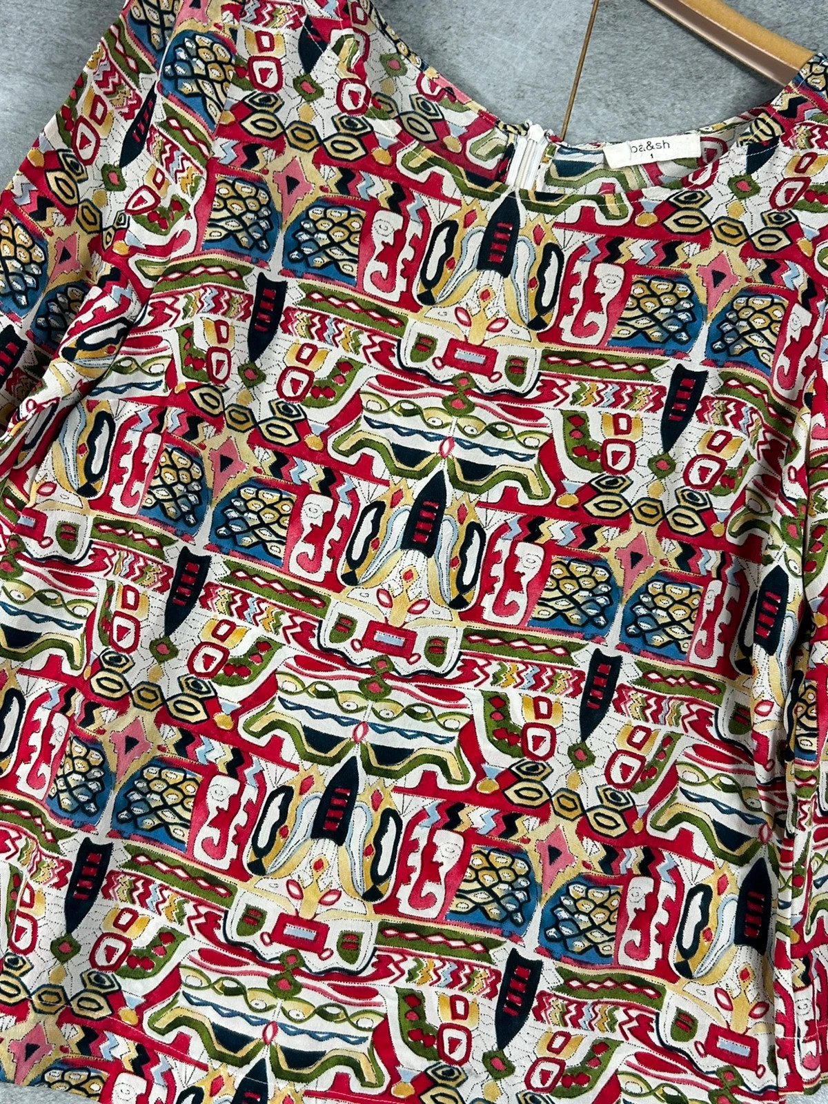 Ba&sh Femmes Blaise Taille 1 Blouse Soie 100% Imprimé Ethnique Bohème Chic Multicolore – Ba&sh – taille S / 36 / 8 3