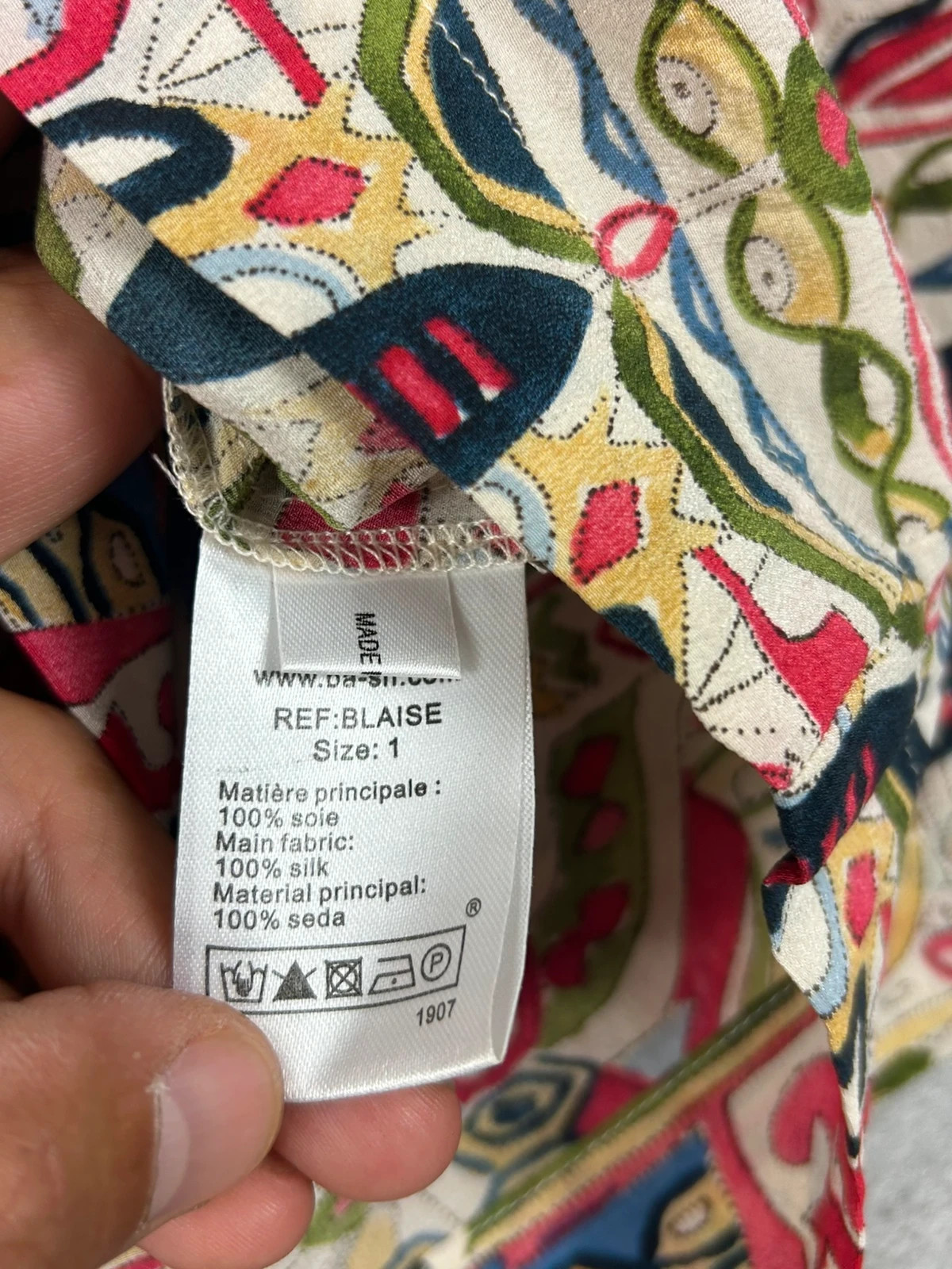 Ba&sh Femmes Blaise Taille 1 Blouse Soie 100% Imprimé Ethnique Bohème Chic Multicolore – Ba&sh – taille S / 36 / 8 5