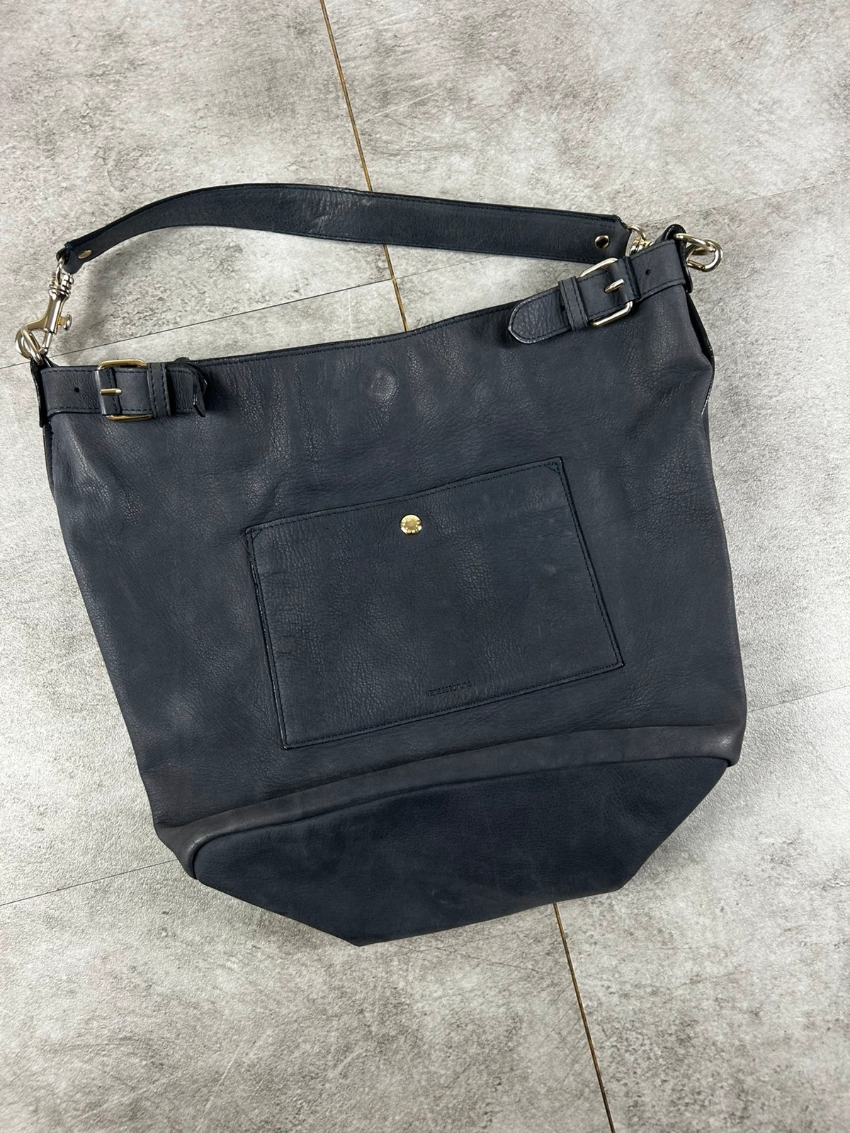 Sac Vanessa Bruno cuir bleu marine cabas épaule grand format cuir vachette shopper luxe – Vanessa Bruno