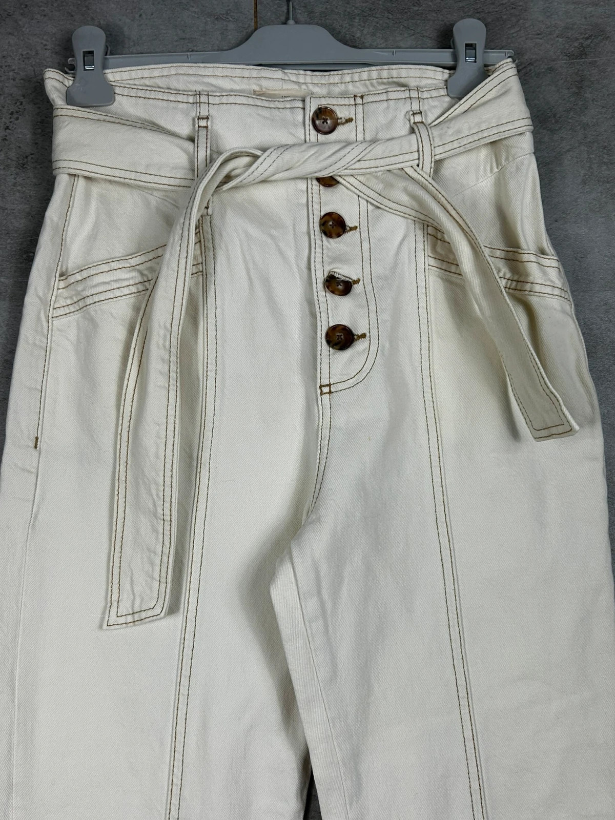 Sézane Femmes Jean Taille 36 Taille Haute Ceinture Écru Beige Mom Fit Casual Chic – Sézane – taille S / 36 / 8 3