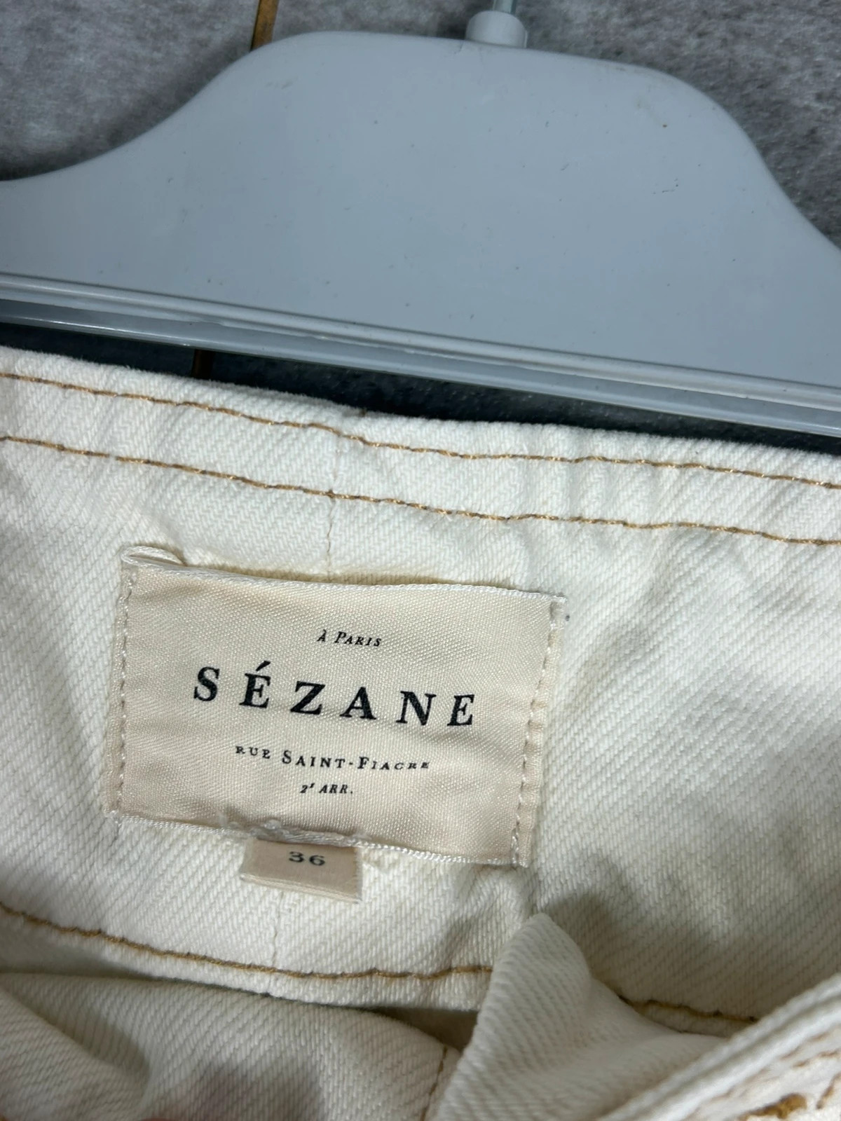 Sézane Femmes Jean Taille 36 Taille Haute Ceinture Écru Beige Mom Fit Casual Chic – Sézane – taille S / 36 / 8 5