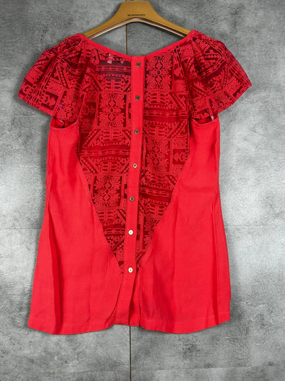 La Petite Française Femme Top Dentelle Taille 36 Rouge Corail Viscose Chic Bohème Made In France – La Petite Française – taille S / 36 / 8 2
