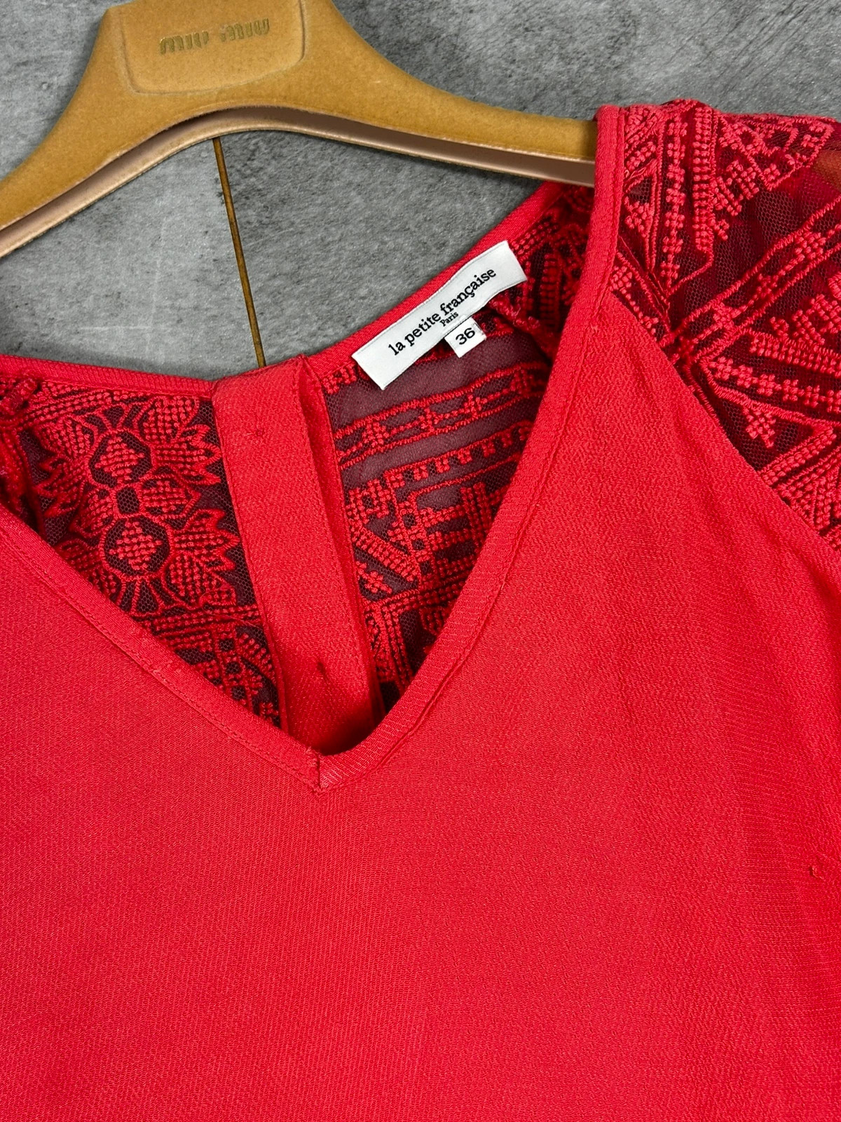 La Petite Française Femme Top Dentelle Taille 36 Rouge Corail Viscose Chic Bohème Made In France – La Petite Française – taille S / 36 / 8 3