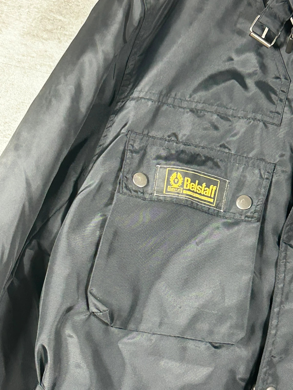Belstaff Trialmaster homme XXL veste moto ceinturée doublée col fourrure noir vintage – Belstaff – taille XXL 3