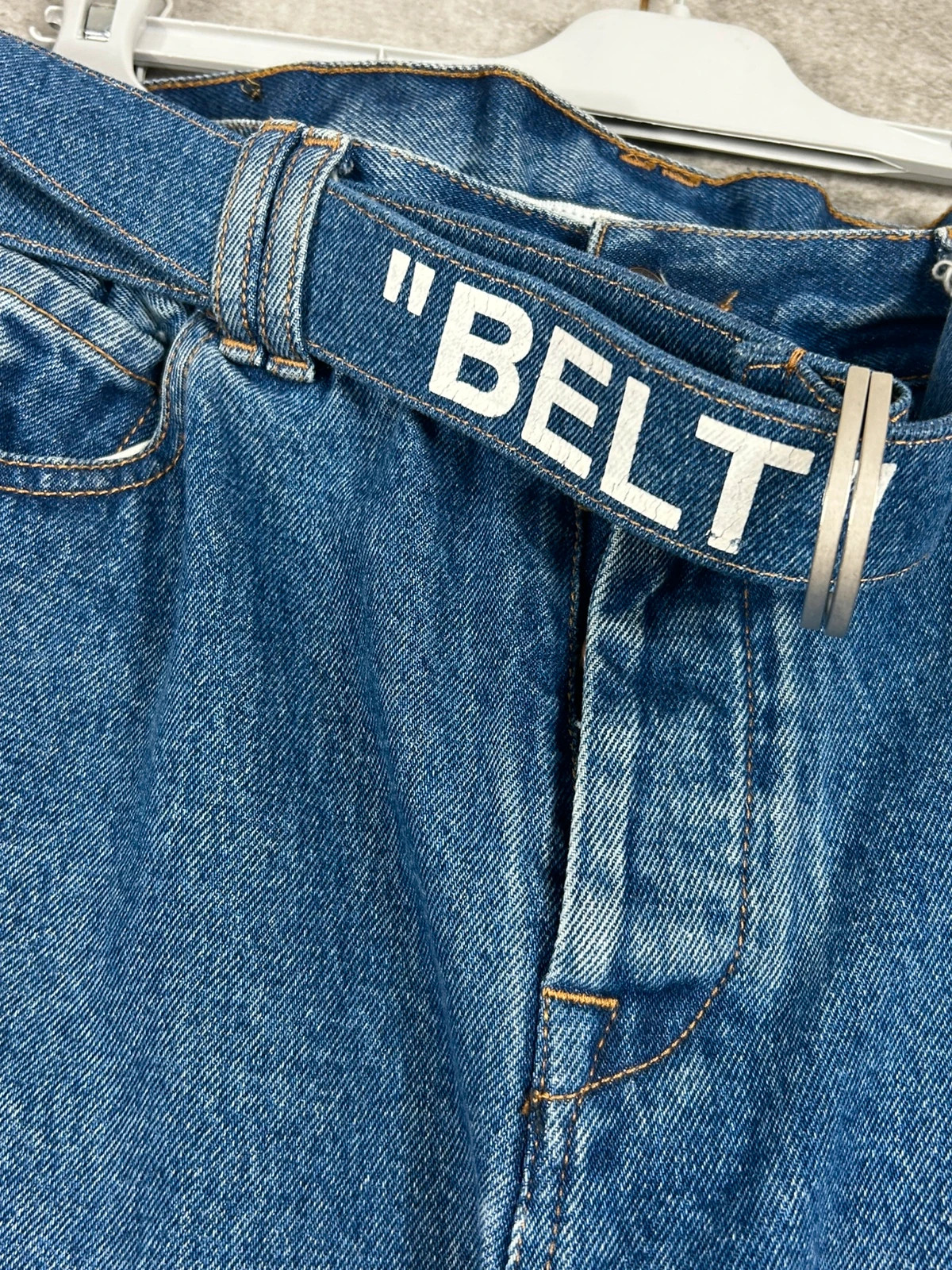 Off-White Femmes Jean Taille 28 Ceinture Belt Denim Bleu Logo Virgil Abloh Streetwear Luxe – Off-White – taille M / 38 / 10 5