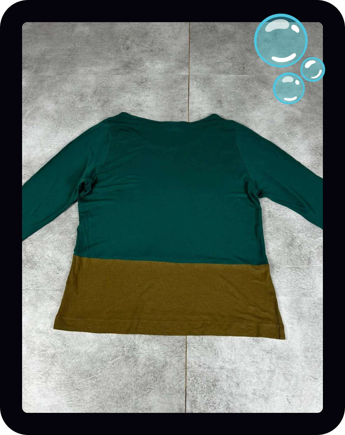 Top Dries Van Noten femme vert bi-color manches 3/4 100% modal minimaliste – Dries van Noten – taille S / 36 / 8 4