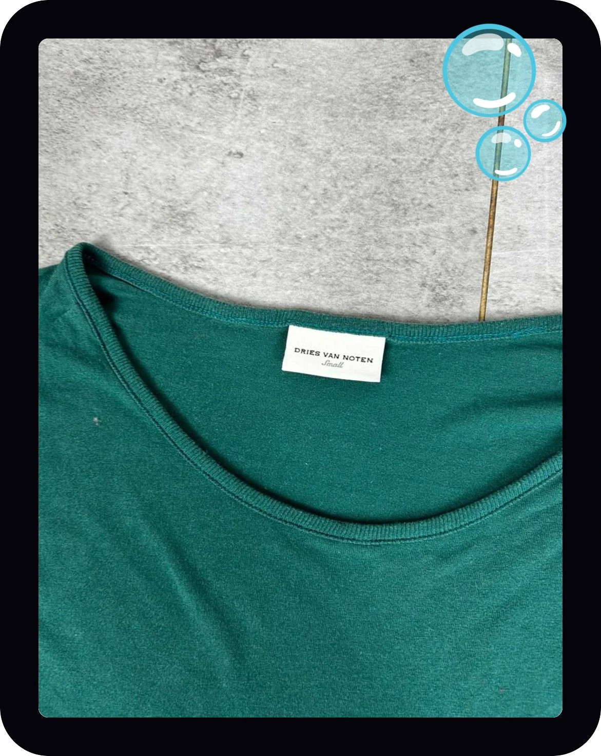 Top Dries Van Noten femme vert bi-color manches 3/4 100% modal minimaliste – Dries van Noten – taille S / 36 / 8 5
