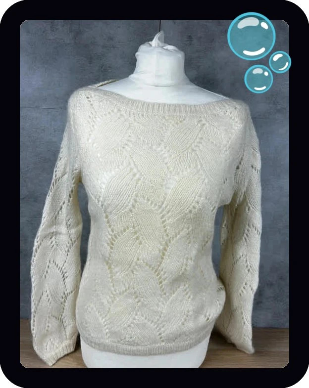 Sézane femmes pull d'hiver écru mohair ajouré maille S laine mérinos bohème