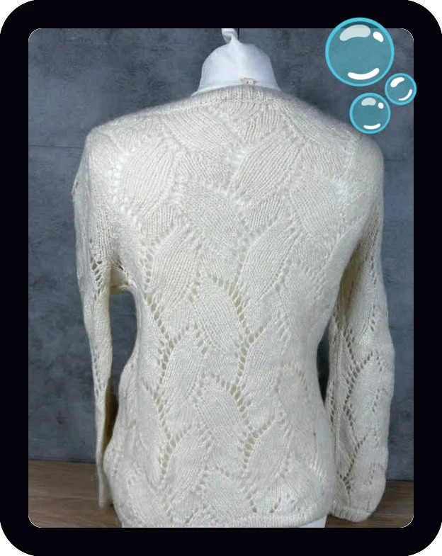 Sézane femmes pull d'hiver écru mohair ajouré maille S laine mérinos bohème – Sézane – taille S / 36 / 8 2
