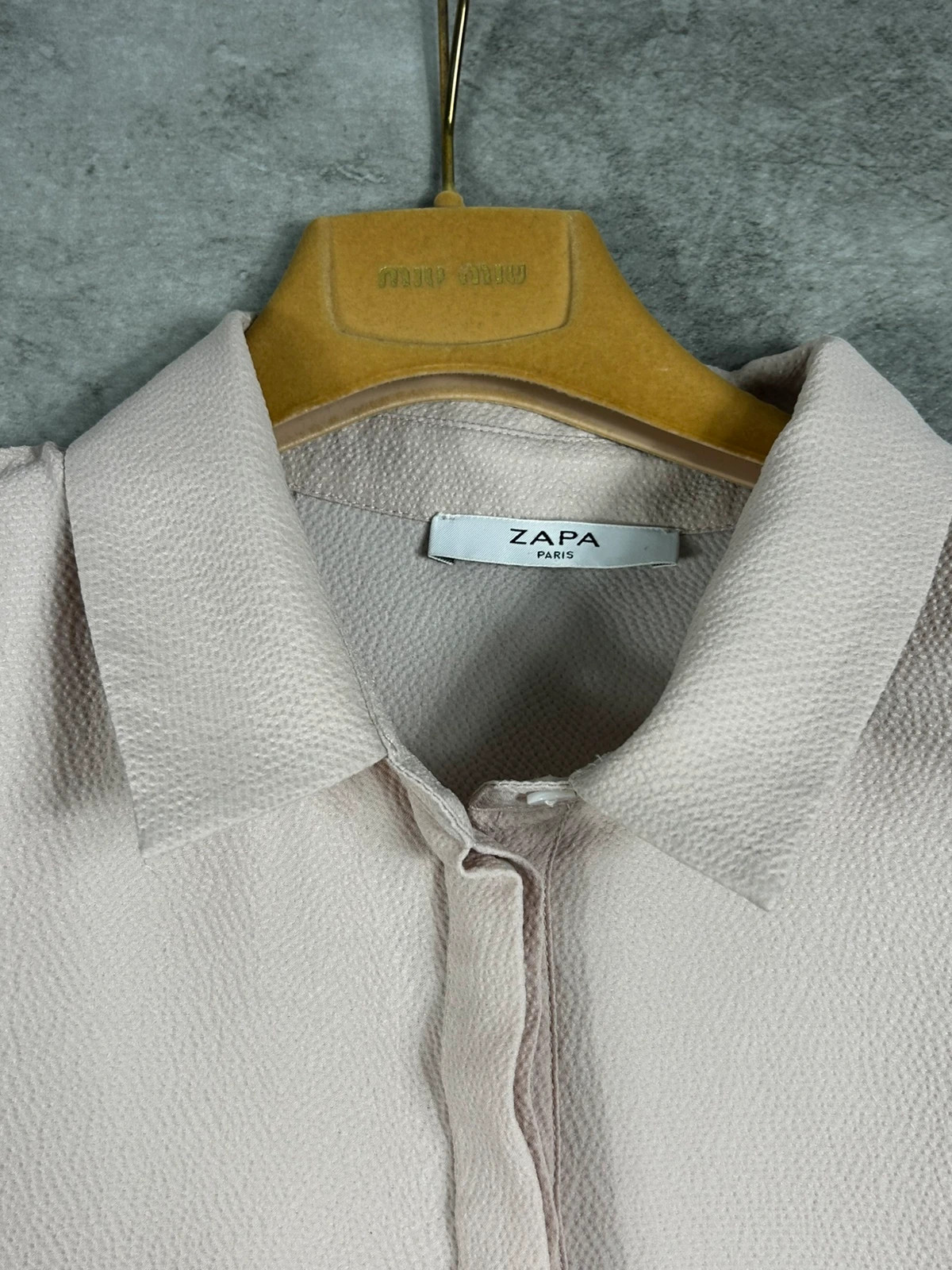 Zapa Femmes Chemise Texturée Taille 38 Beige Poudré Nude Chic Minimaliste Habillée – ZAPA – taille M / 38 / 10 3