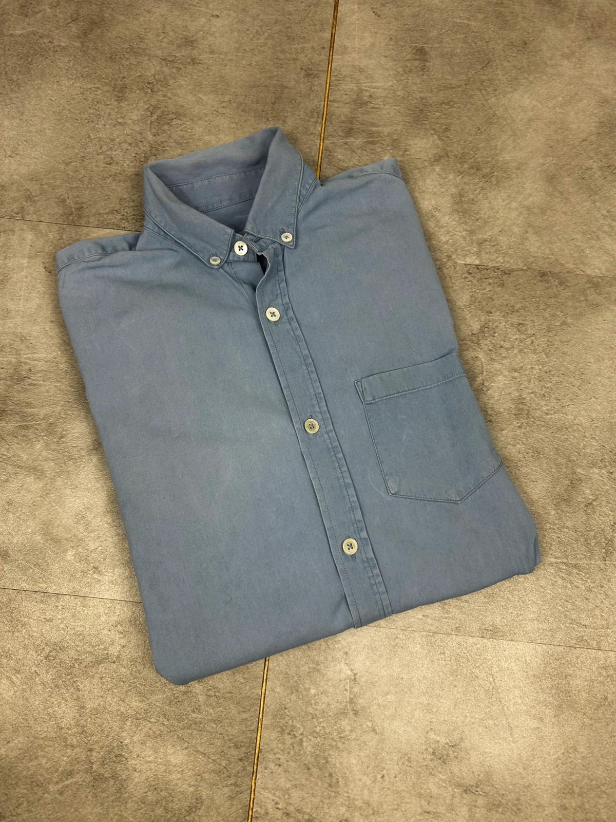 Octobre Editions homme chemise XS bleu coton col boutonne casual chic