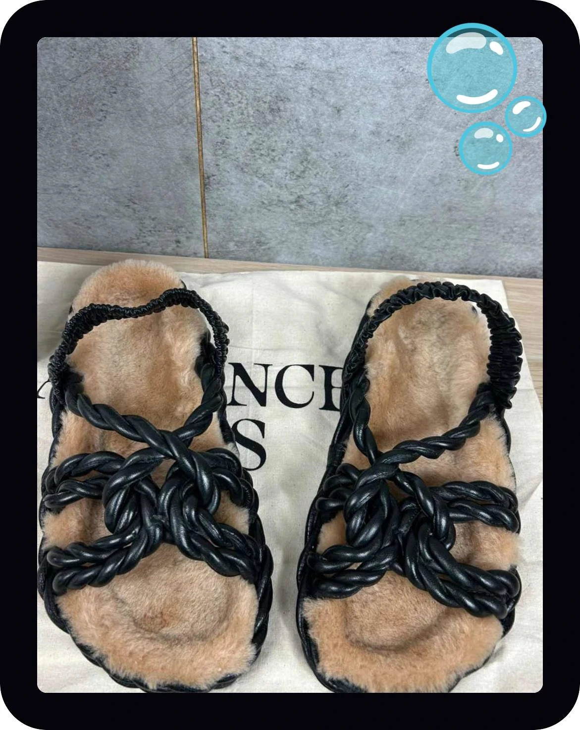 Laurence Bras femmes Sandales en cuir véritable tressé fourrure Milan Trotter Black taille 39 – Laurence Bras – taille 39 4