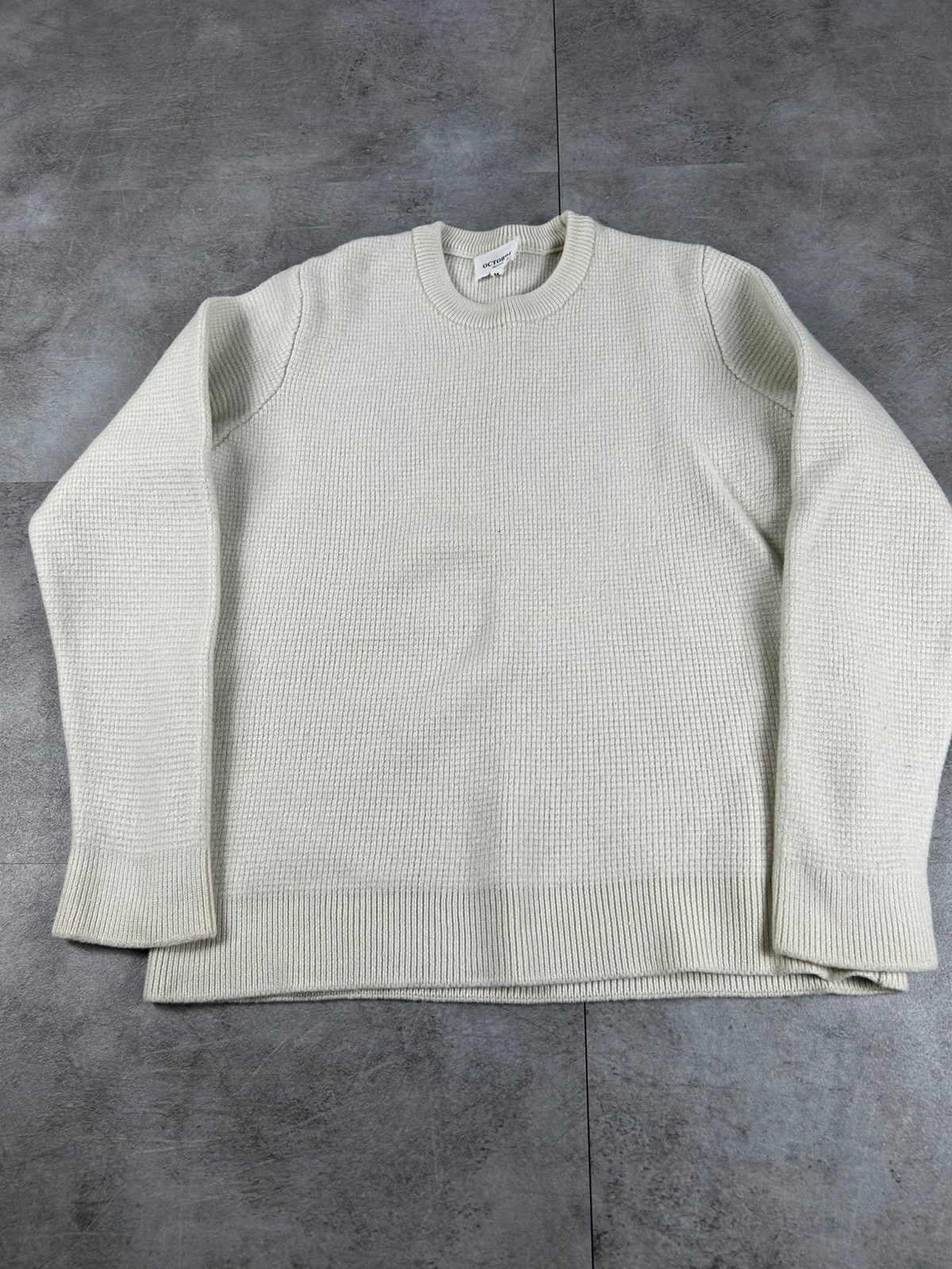Octobre Editions hommes pull laine mérinos écru maille gaufrée taille XS S beige crème – Octobre Editions – taille XS 2