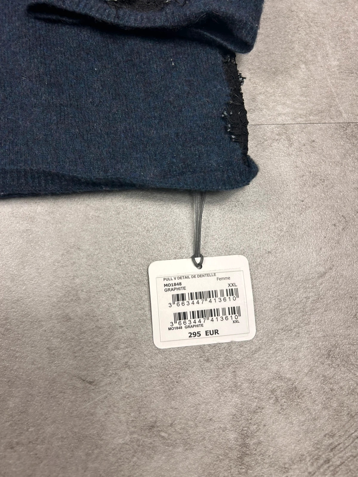 Eric Bompard femme pull cachemire col V XXL dentelle bleu graphite – Eric Bompard – taille XXL / 44 / 16 4