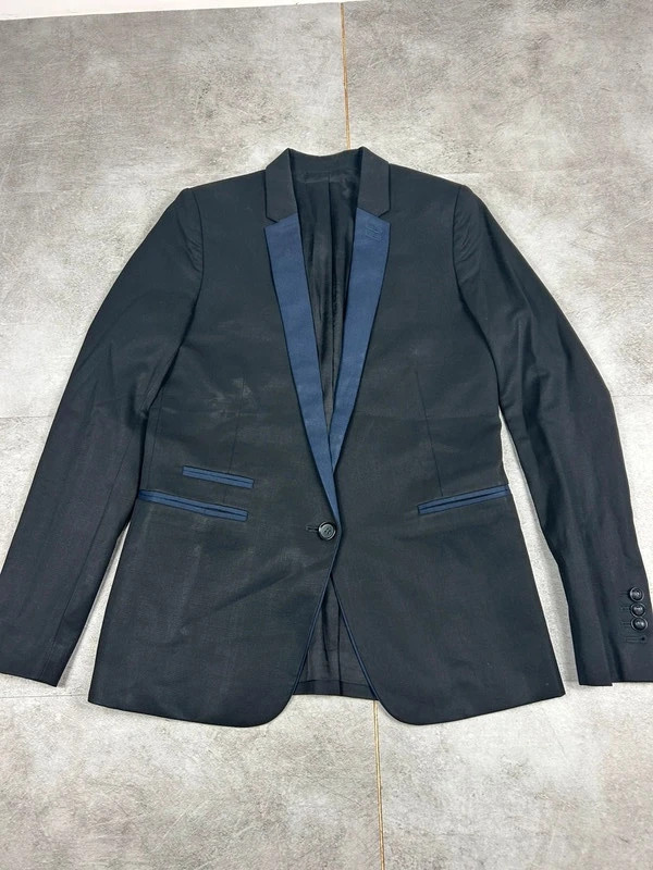 The Kooples femme blazer 34 bleu marine col contrasté smoking élégant