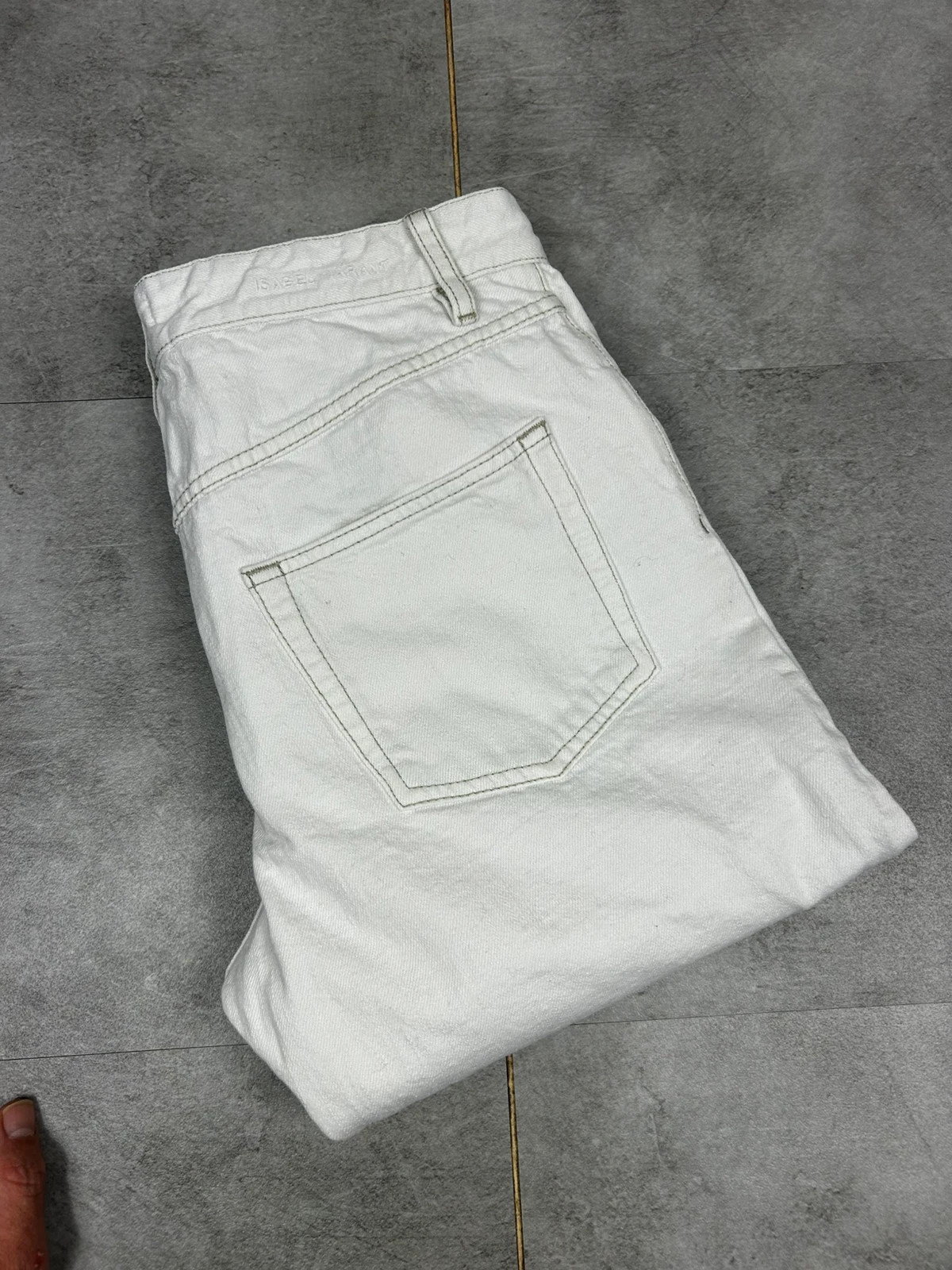 isabel marant femme jean droit coupe slim taille 38 denim blanc vintage