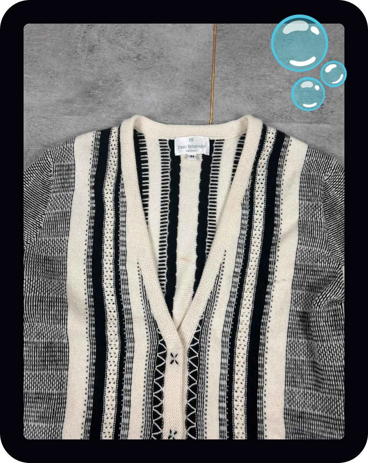 Eric Bompard femmes gilet cardigan col V taille M coton cachemire écru noir motifs – Eric Bompard – taille M / 38 / 10 3