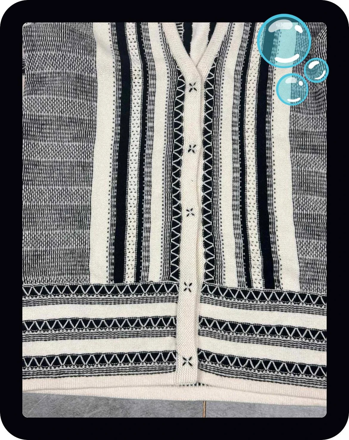 Eric Bompard femmes gilet cardigan col V taille M coton cachemire écru noir motifs – Eric Bompard – taille M / 38 / 10 4
