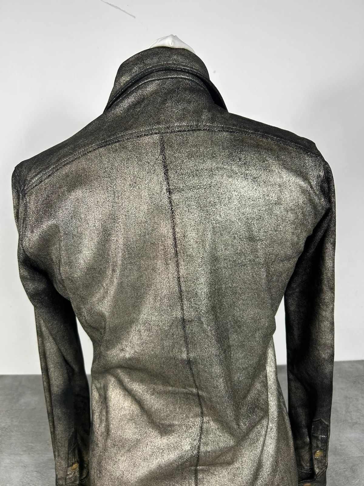 Jerome Dreyfuss femmes veste cuir agneau metallise bronze chemise cuir bouton pression luxe fitted – Jérôme Dreyfuss – taille XS / 34 / 6 5