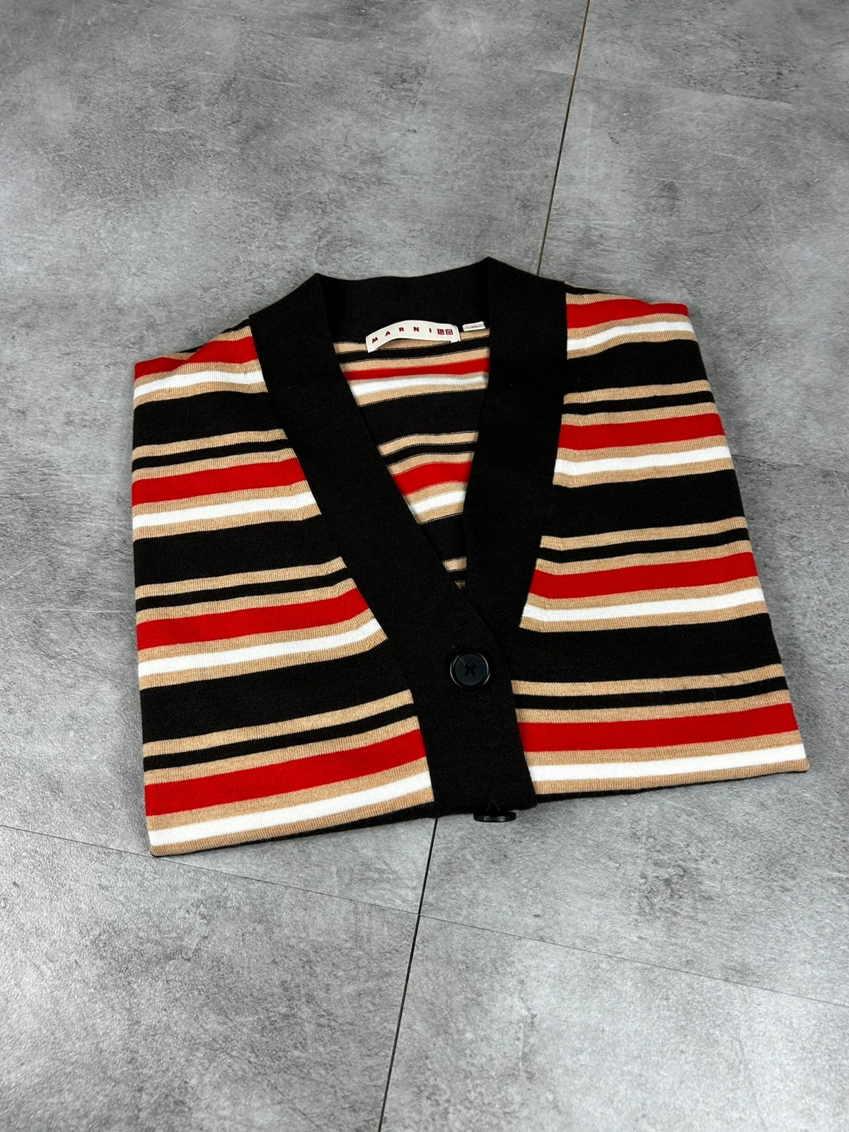 Uniqlo Marni femmes cardigan maille rayures XS laine melange oversize style designer multicolore – Marni – taille XS / 34 / 6 3