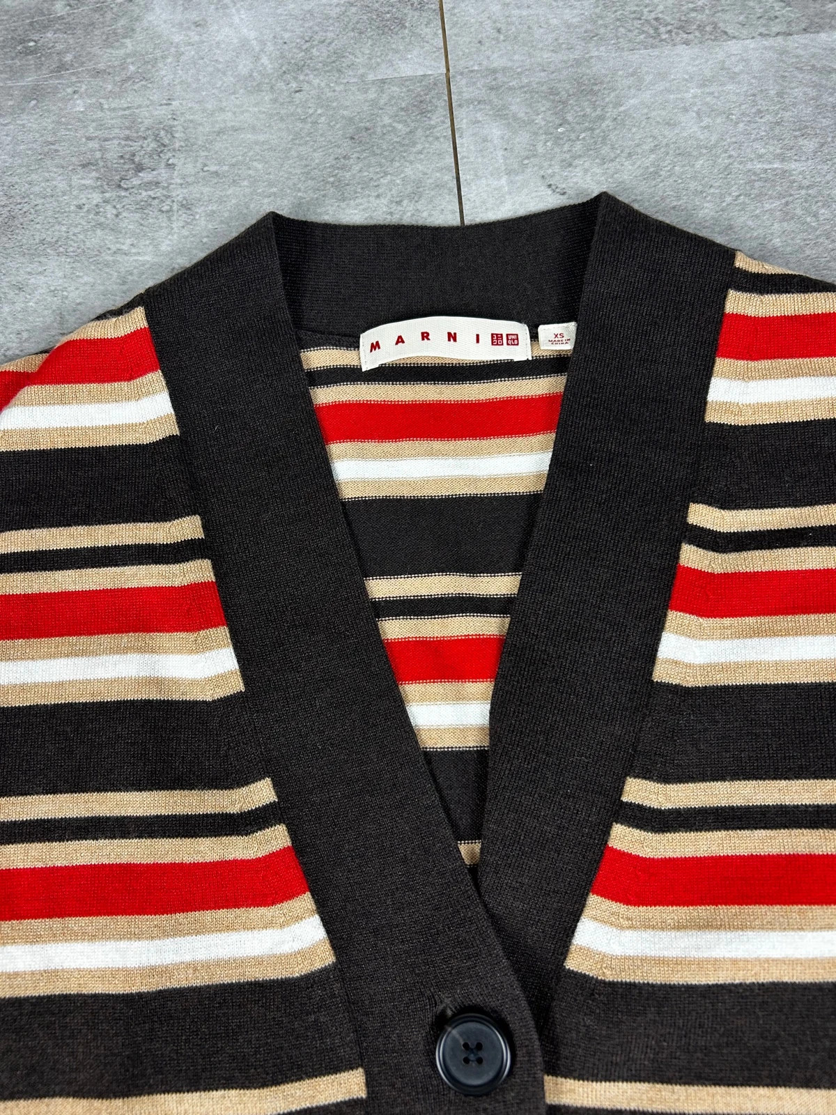 Uniqlo Marni femmes cardigan maille rayures XS laine melange oversize style designer multicolore – Marni – taille XS / 34 / 6 4