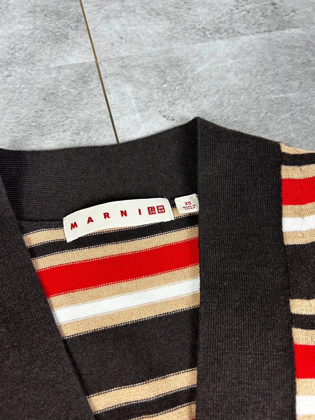 Uniqlo Marni femmes cardigan maille rayures XS laine melange oversize style designer multicolore – Marni – taille XS / 34 / 6 5