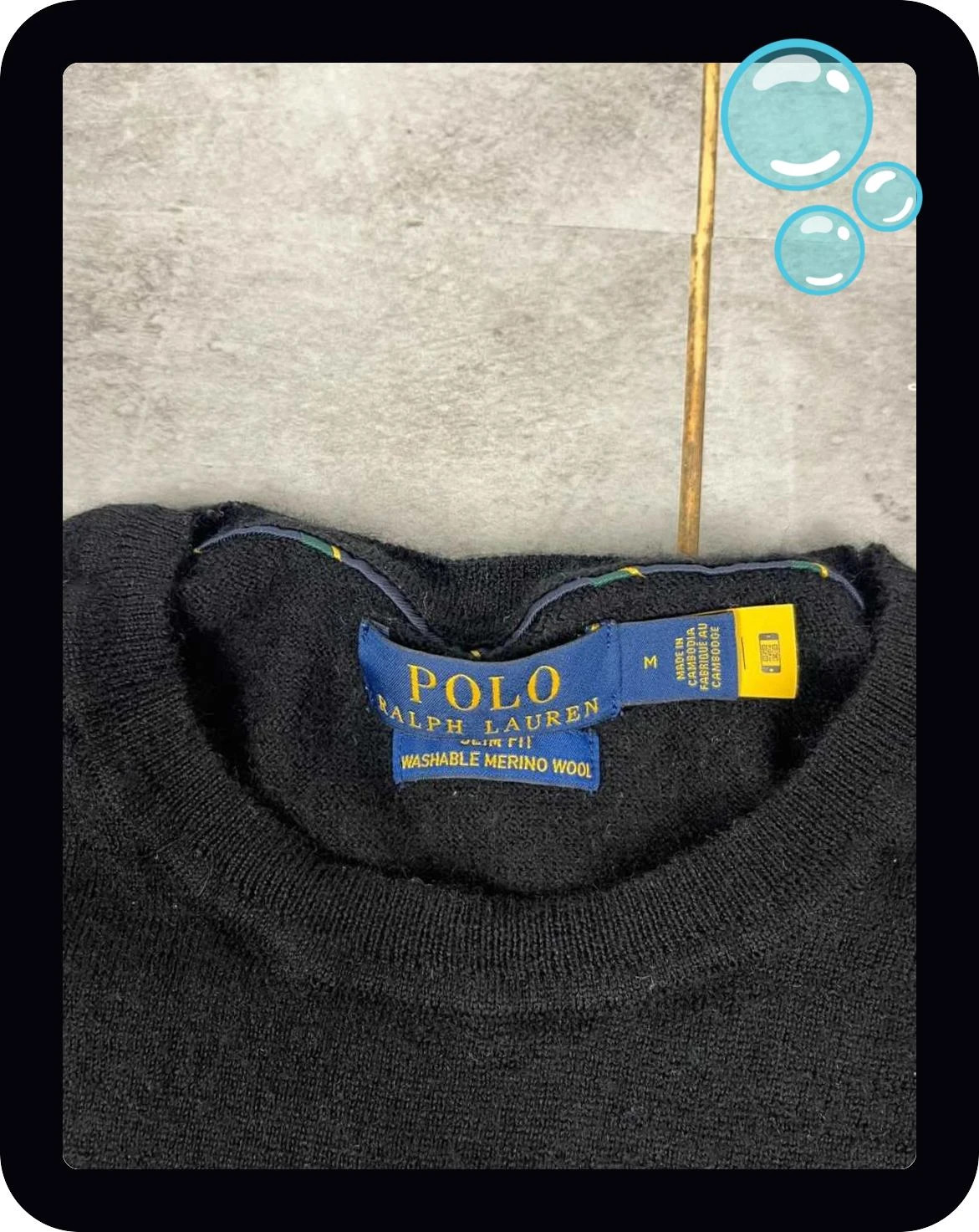Ralph Lauren hommes slim fit M laine merino pull noir classique – Ralph Lauren – taille M 4