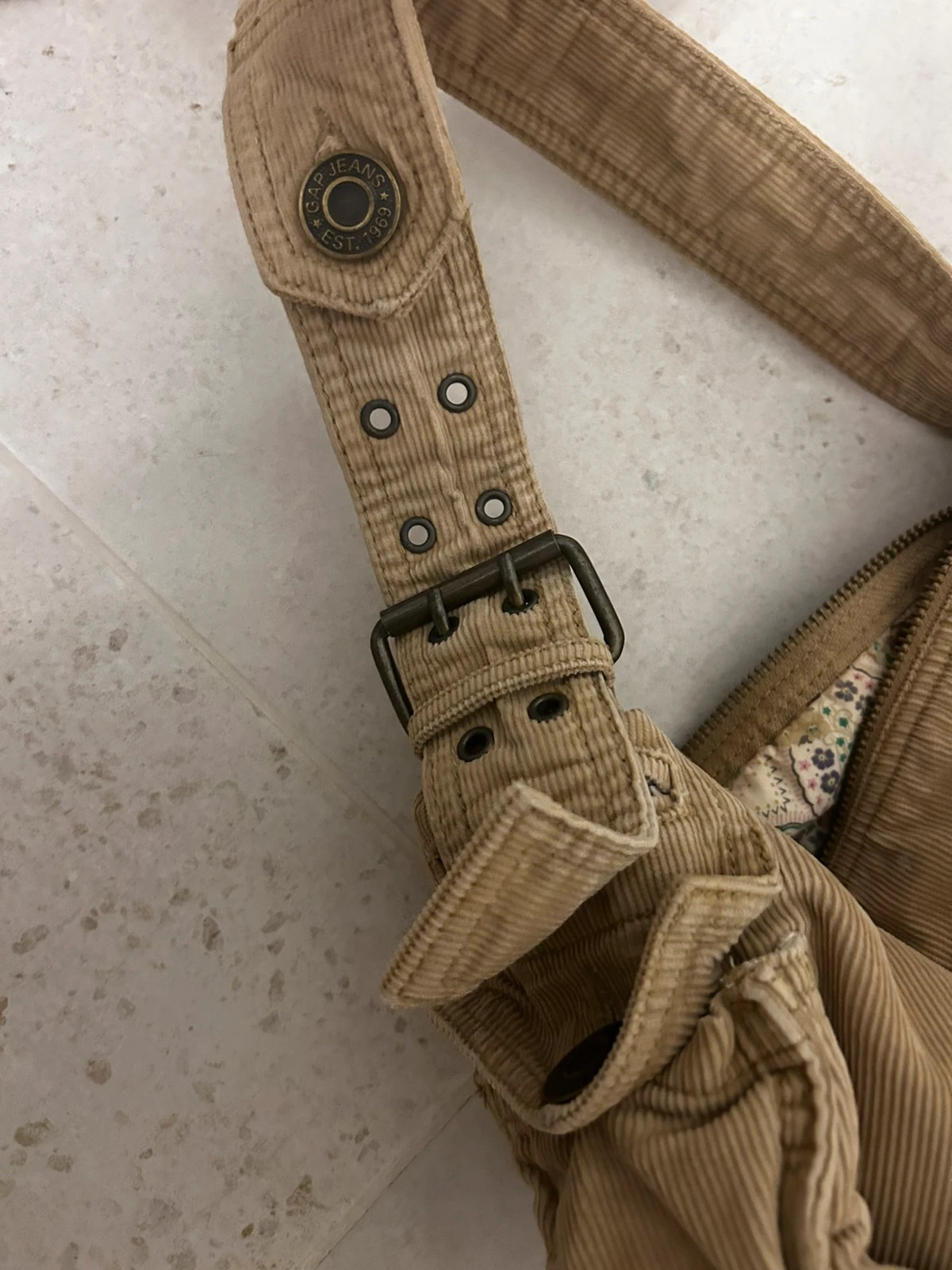 Sac Gap velours côtelé beige bandoulière vintage y2k multi poches – GAP 4