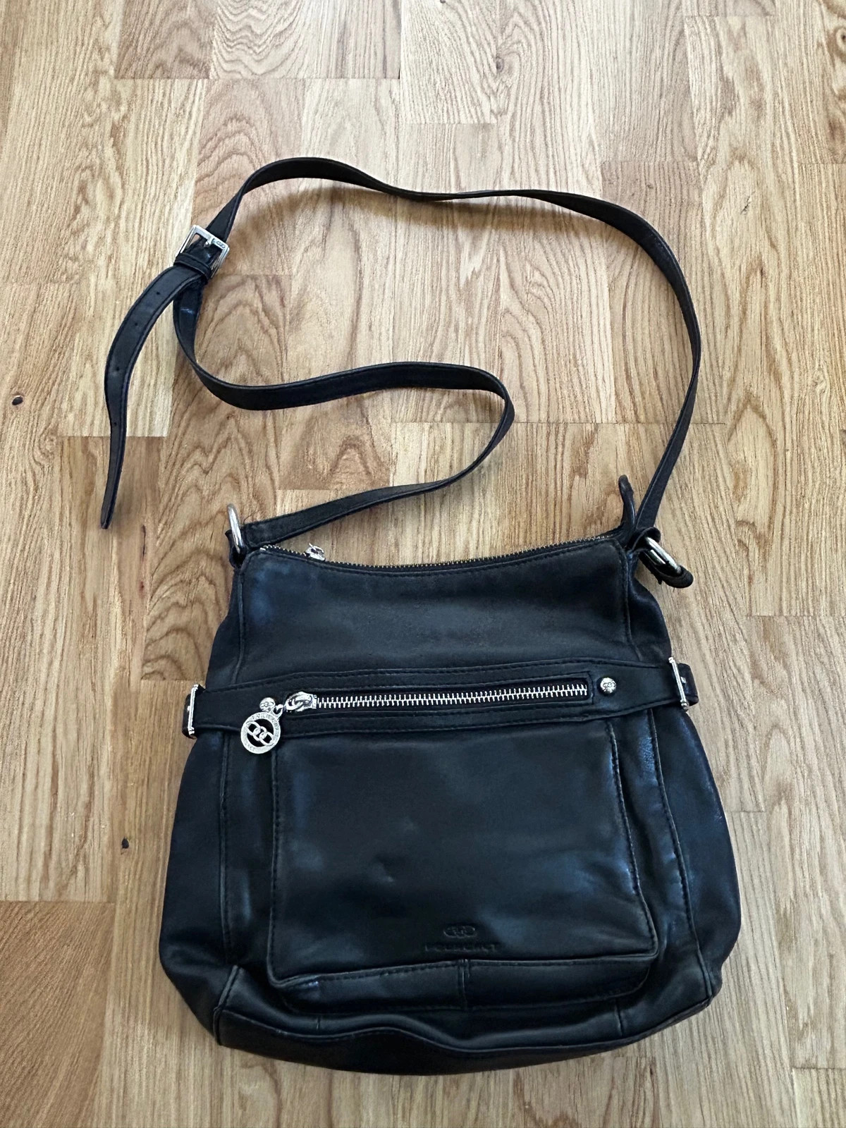Pourchet femmes sac cuir noir avec porte monnaie bandoulière vintage paris épaule chic