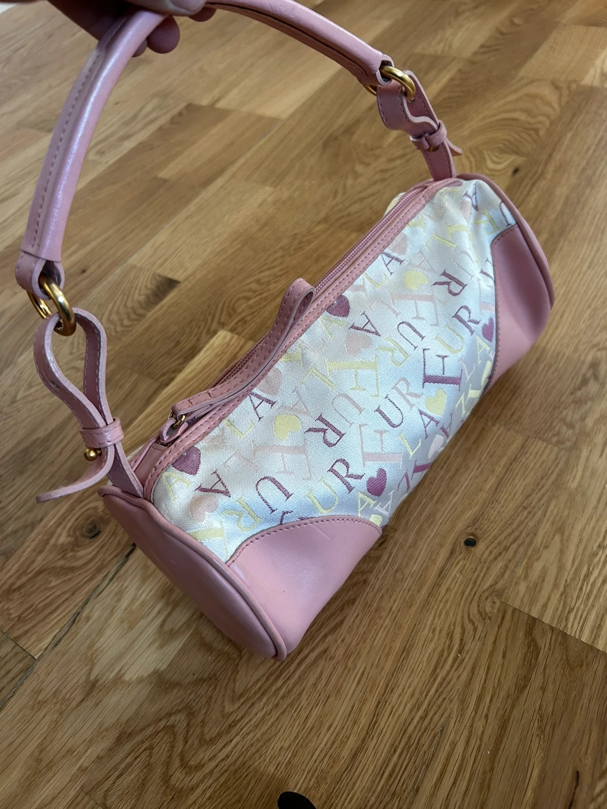Furla femme sac baguette rose cuir et toile monogram vintage épaule élégant – Furla 2