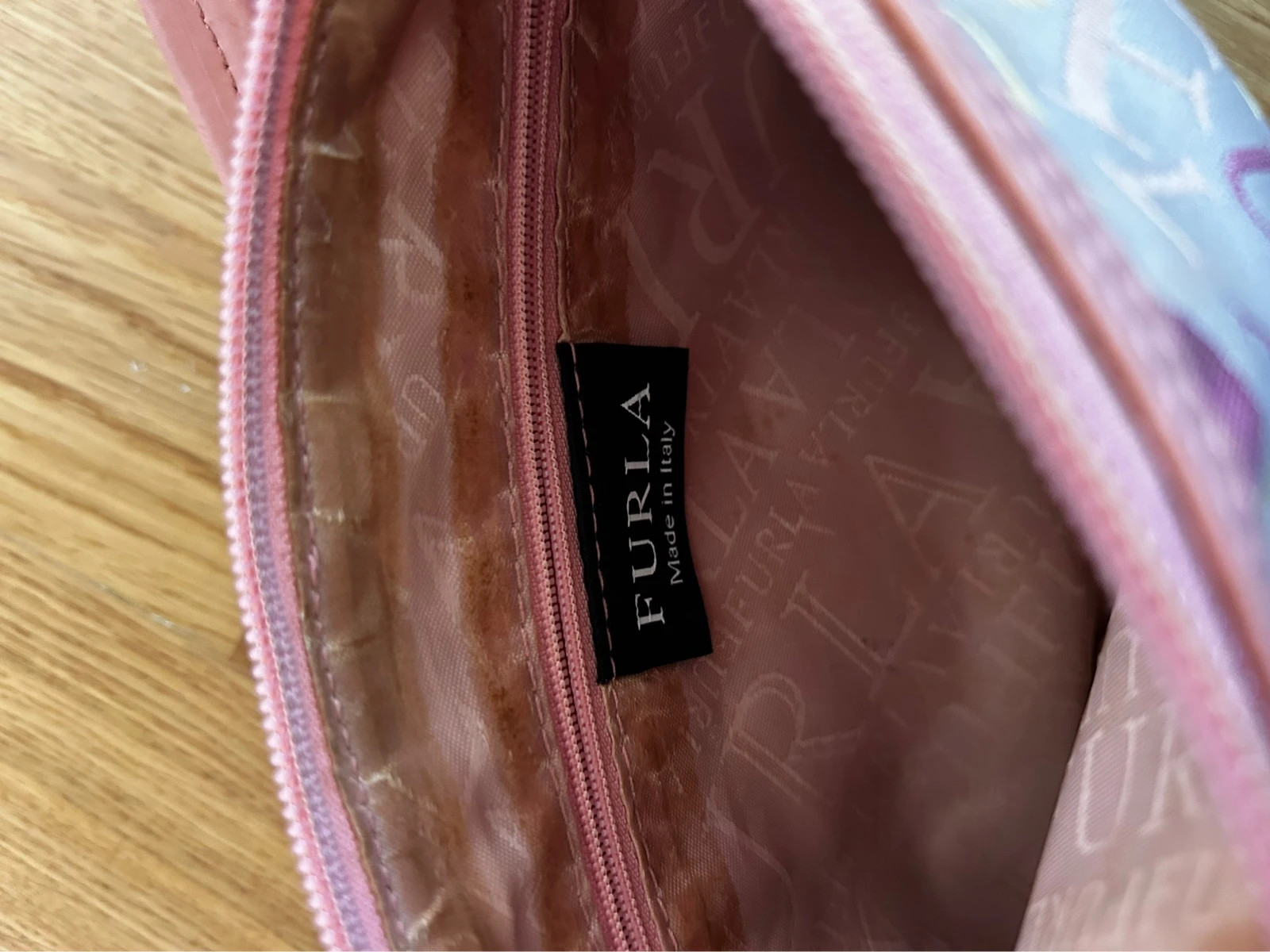 Furla femme sac baguette rose cuir et toile monogram vintage épaule élégant – Furla 5