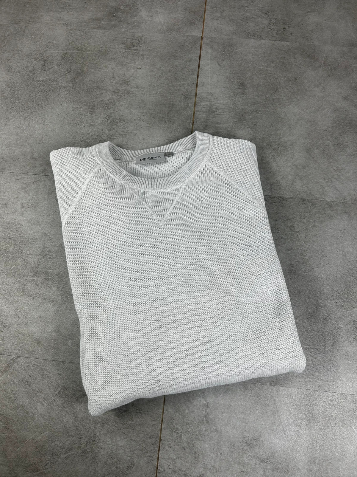 Carhartt homme Chase Sweater XL pull gris clair coton épais streetwear workwear logo brodé