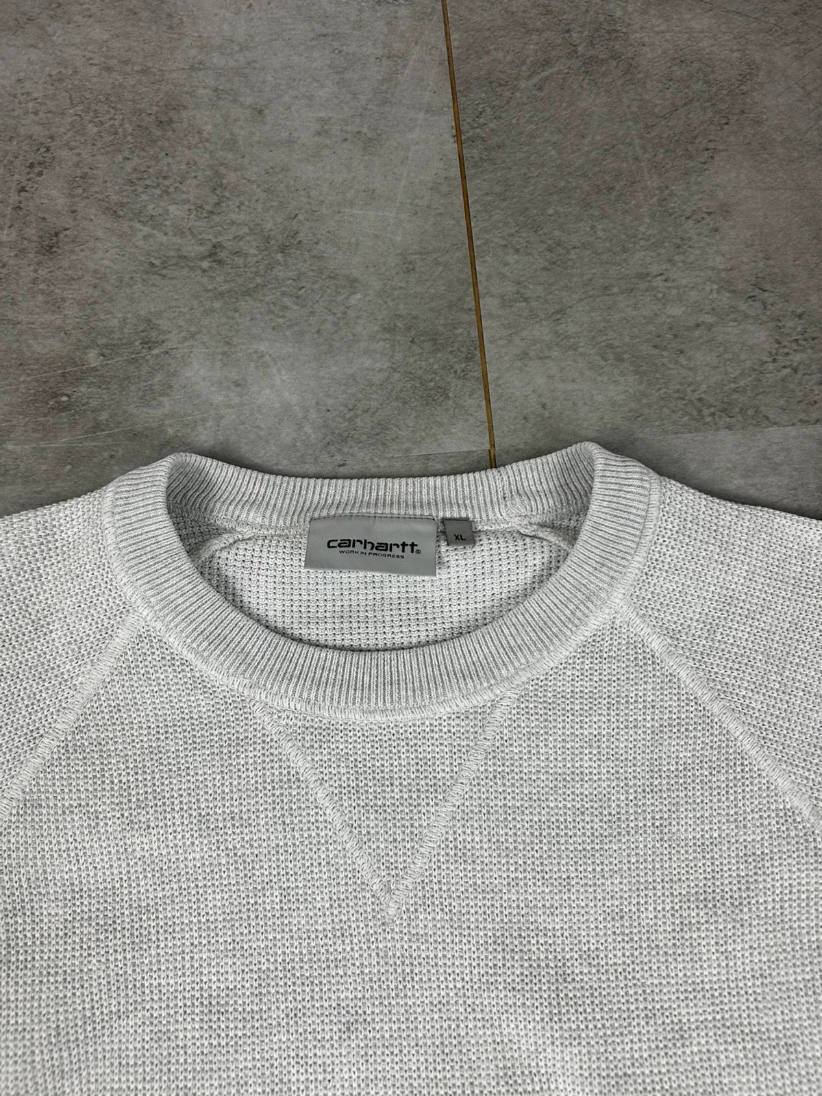 Carhartt homme Chase Sweater XL pull gris clair coton épais streetwear workwear logo brodé – Carhartt – taille XL 4