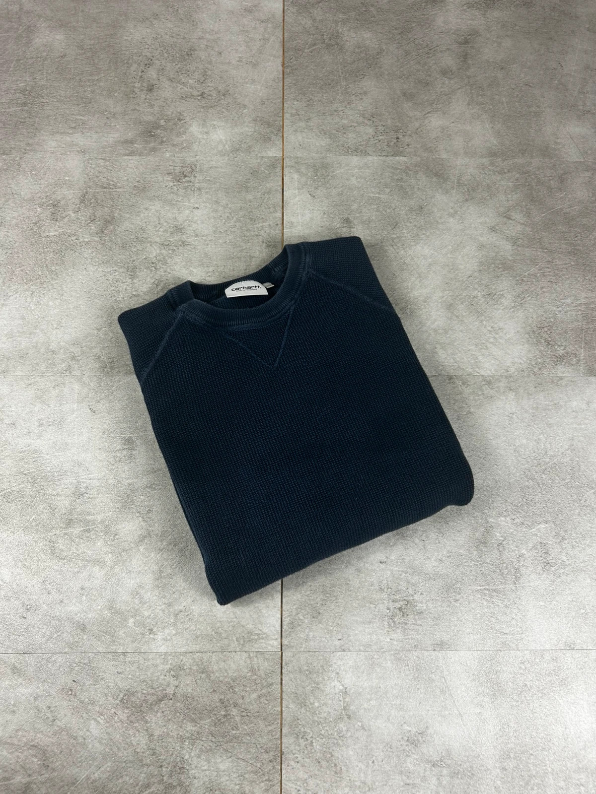 Carhartt homme Chase Sweater XL pull bleu marine coton maille épaisse streetwear workwear logo brodé