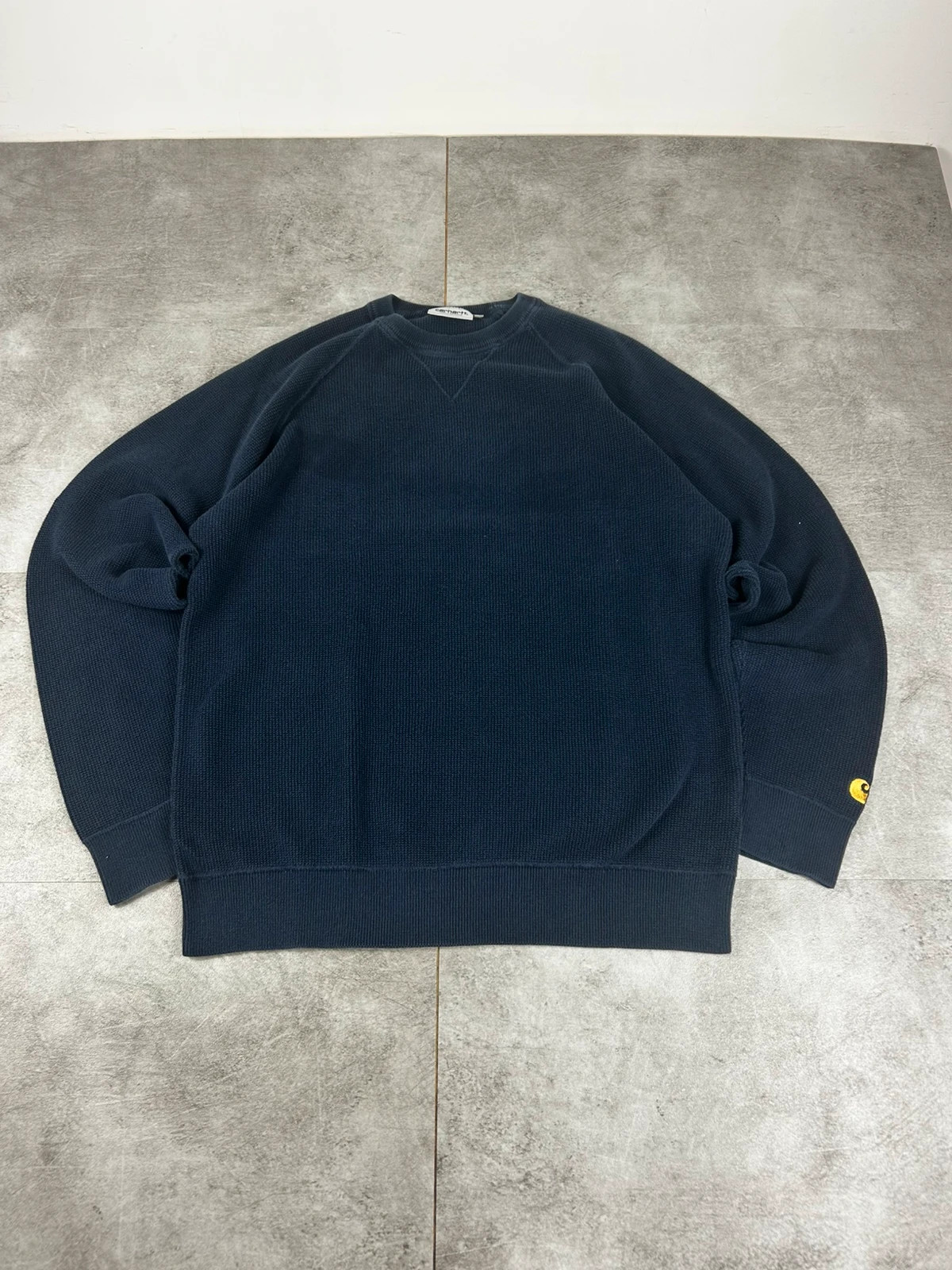 Carhartt homme Chase Sweater XL pull bleu marine coton maille épaisse streetwear workwear logo brodé – Carhartt – taille XL 2