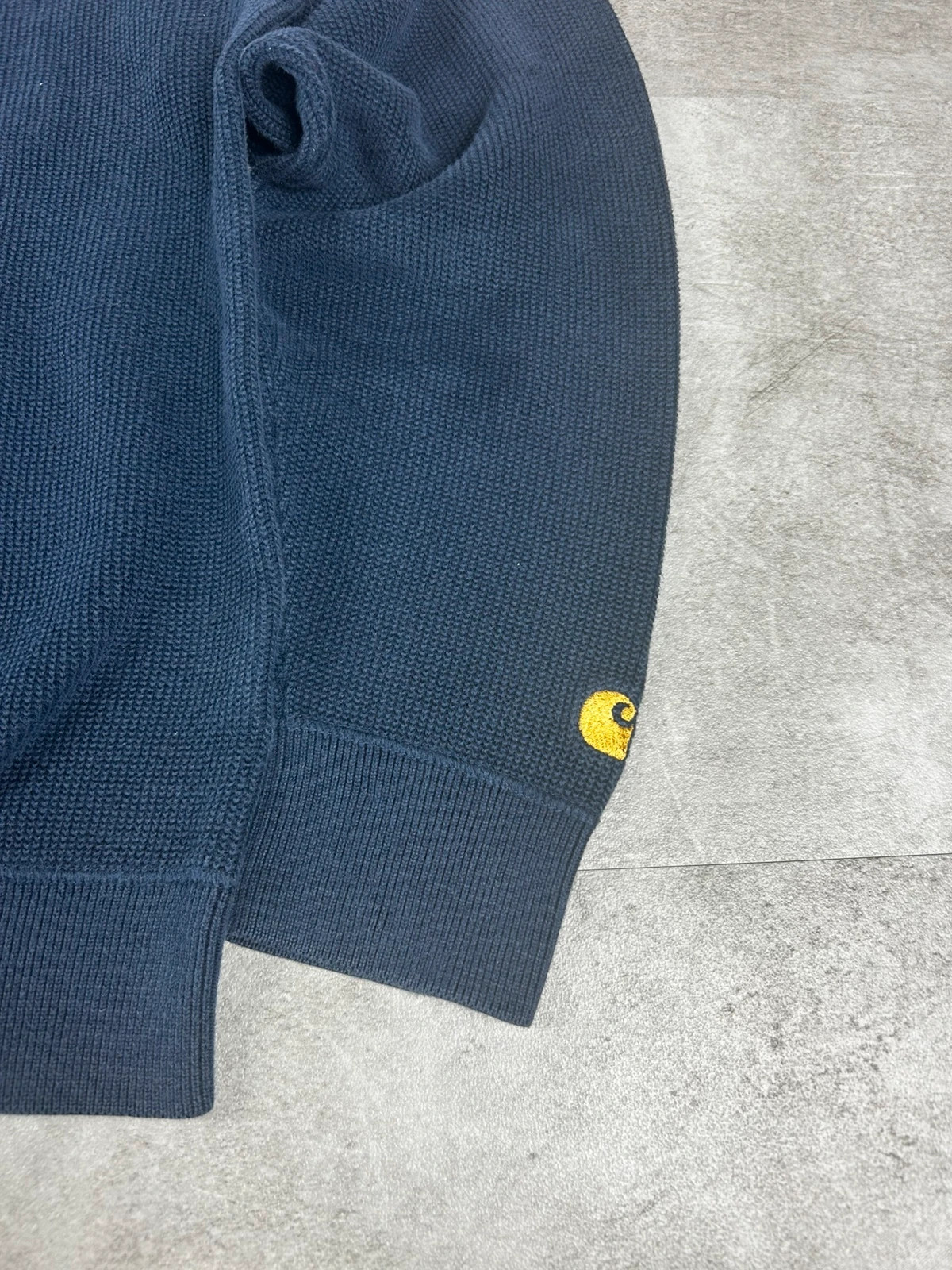 Carhartt homme Chase Sweater XL pull bleu marine coton maille épaisse streetwear workwear logo brodé – Carhartt – taille XL 3