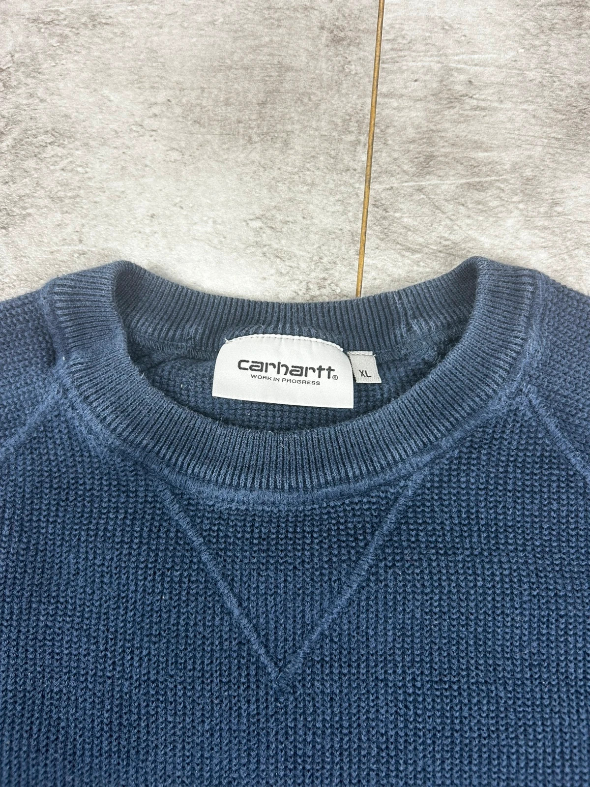 Carhartt homme Chase Sweater XL pull bleu marine coton maille épaisse streetwear workwear logo brodé – Carhartt – taille XL 5