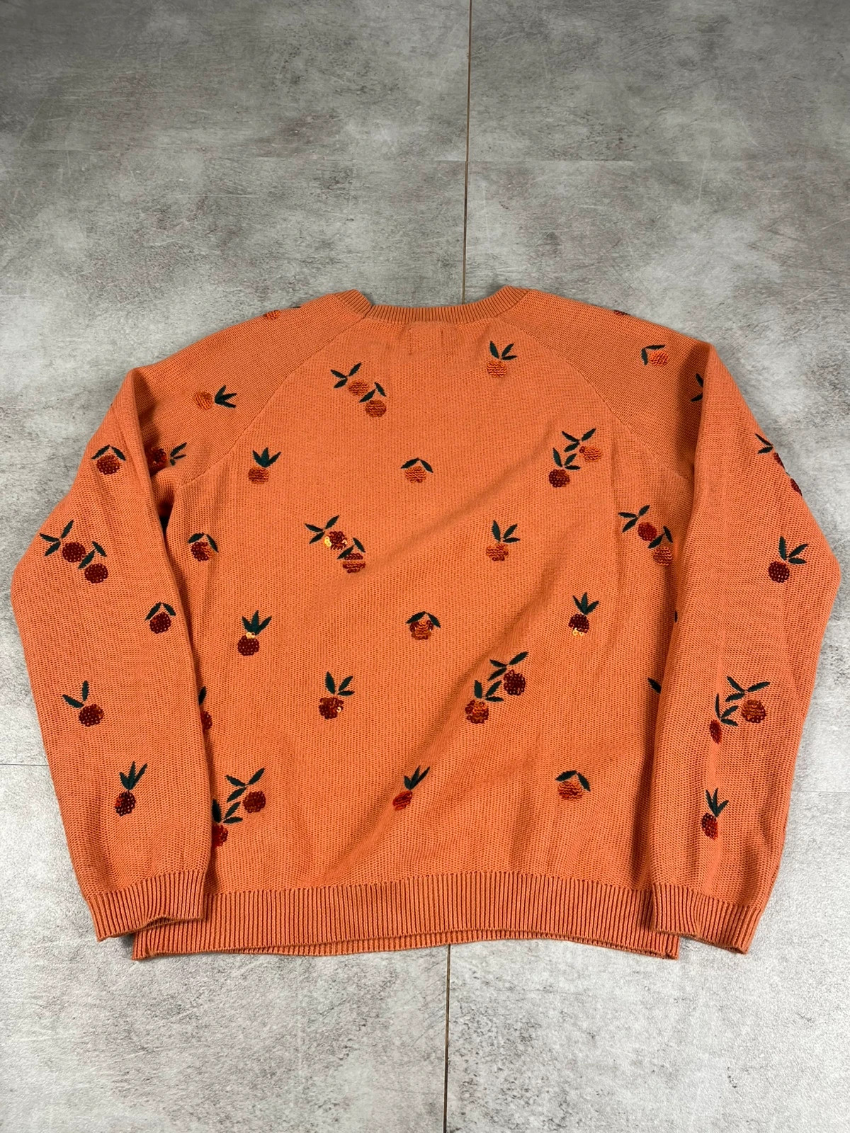 Des Petits Hauts femme pull Doko T0 orange motifs fruits brodés sequins maille fantaisie doux – Des Petits Hauts – taille XS / 34 / 6 3