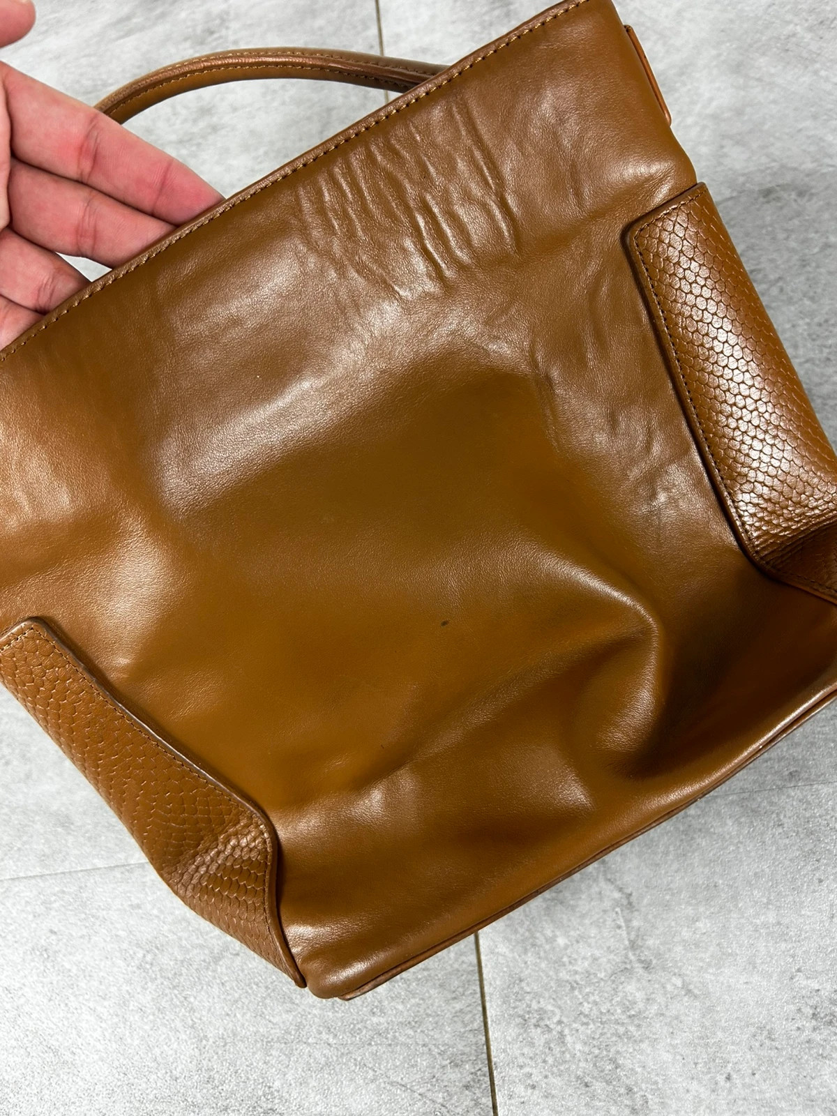 Nat & Nin femme sac cabas cuir cognac marron anses main grand format chic intemporel – Nat & Nin 2