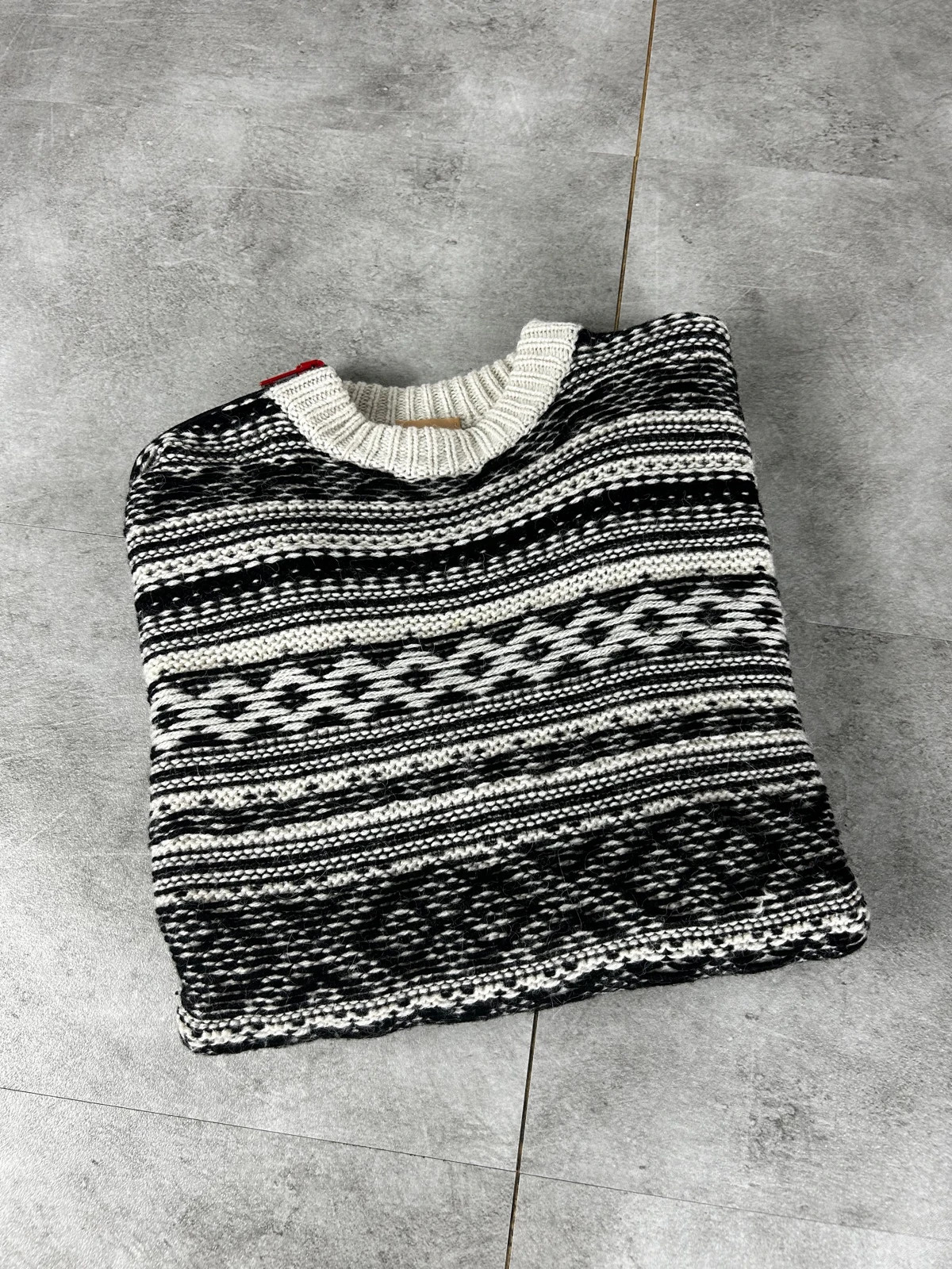 Nude femmes pull laine motif norvégien jacquard épais hiver chaud oversize noir beige – Nude – taille L / 40 / 12 2