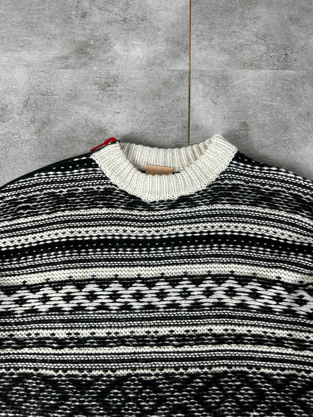 Nude femmes pull laine motif norvégien jacquard épais hiver chaud oversize noir beige – Nude – taille L / 40 / 12 4
