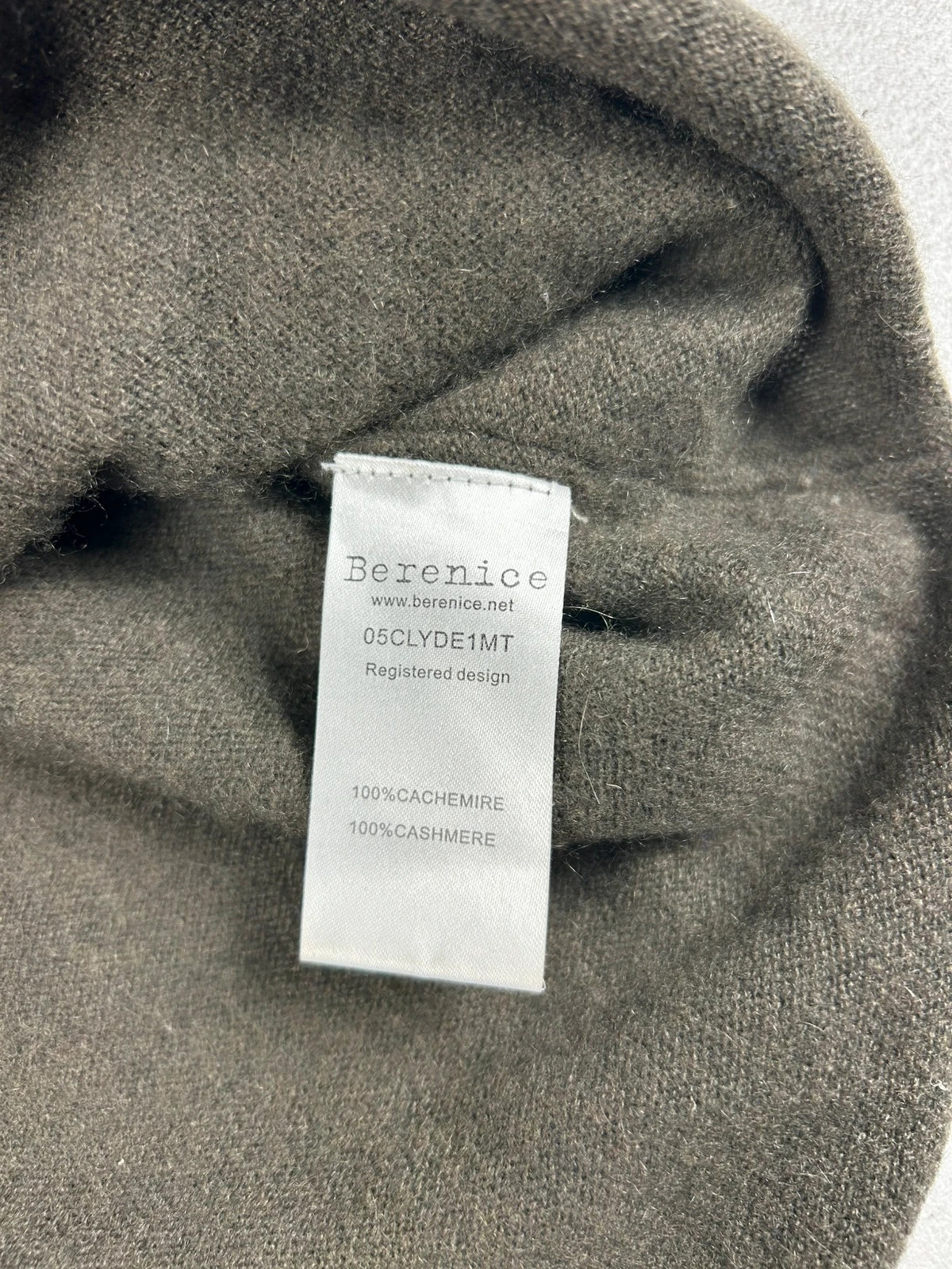Berenice femme pull cachemire 100% XS S oversize col V maille fine luxe kaki marron – Berenice – taille S / 36 / 8 5