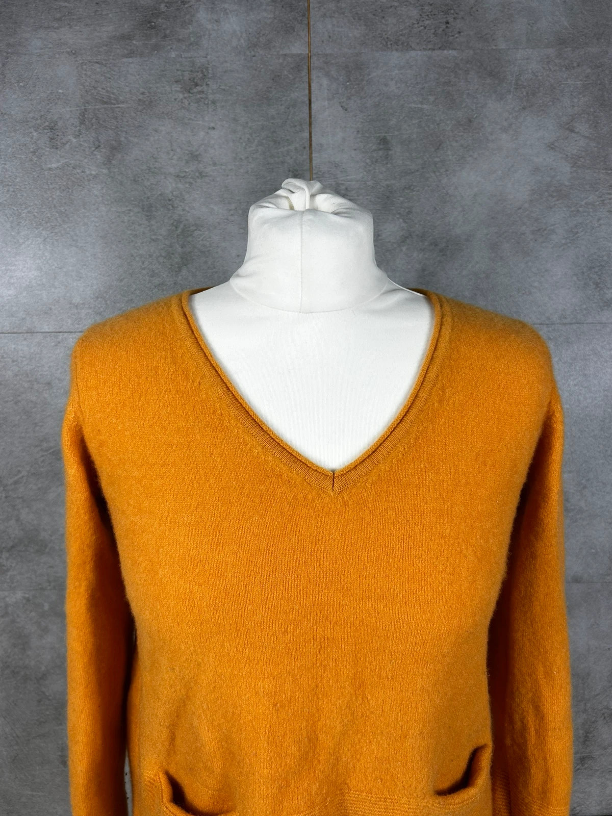 Maison 123 femmes pull 100 % cachemire orange moutarde col V doux chaud taille 36 S – Maison 123 – taille S / 36 / 8 3